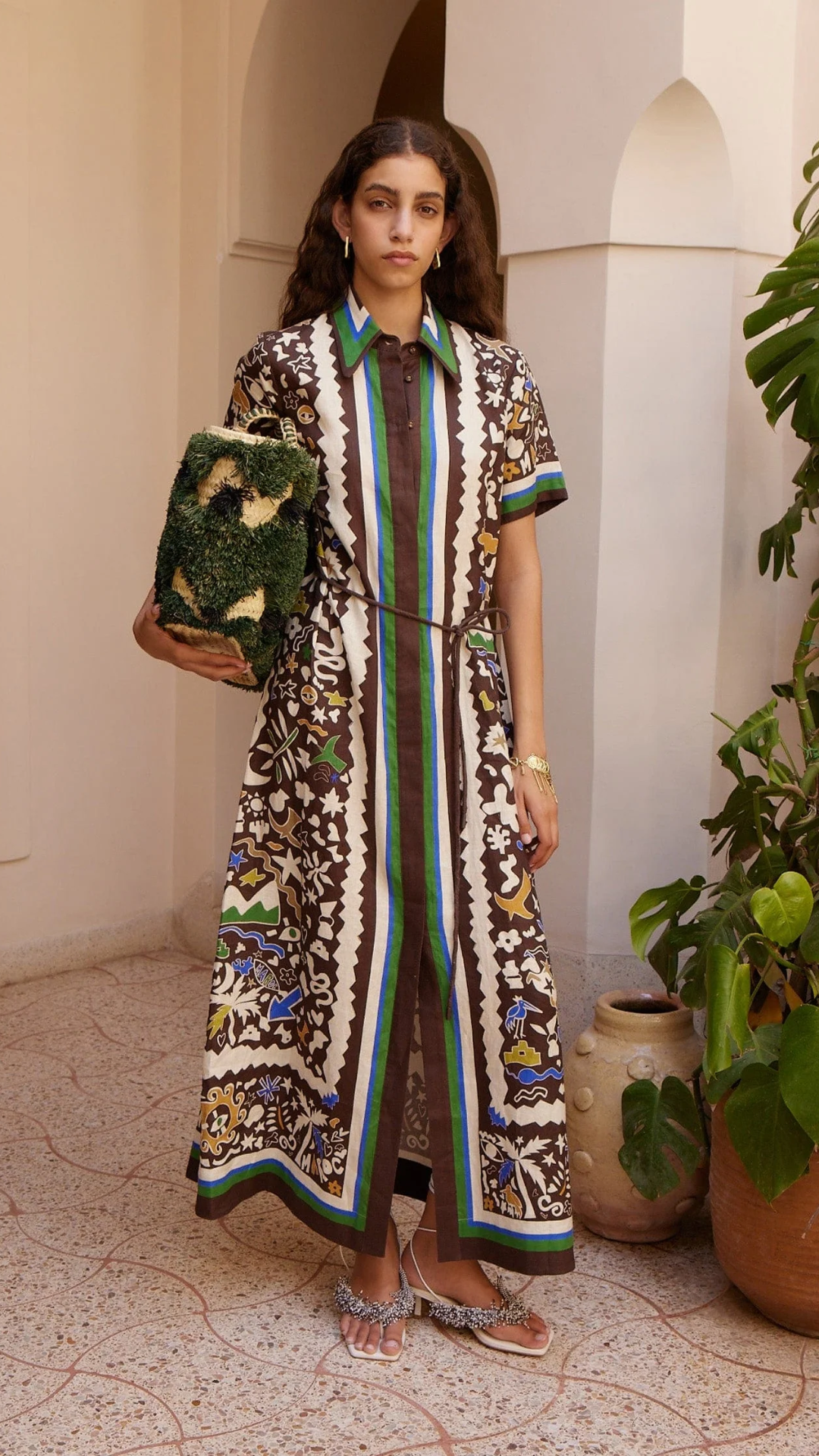 Alemais Maroc Shirtdress in Brown Multi