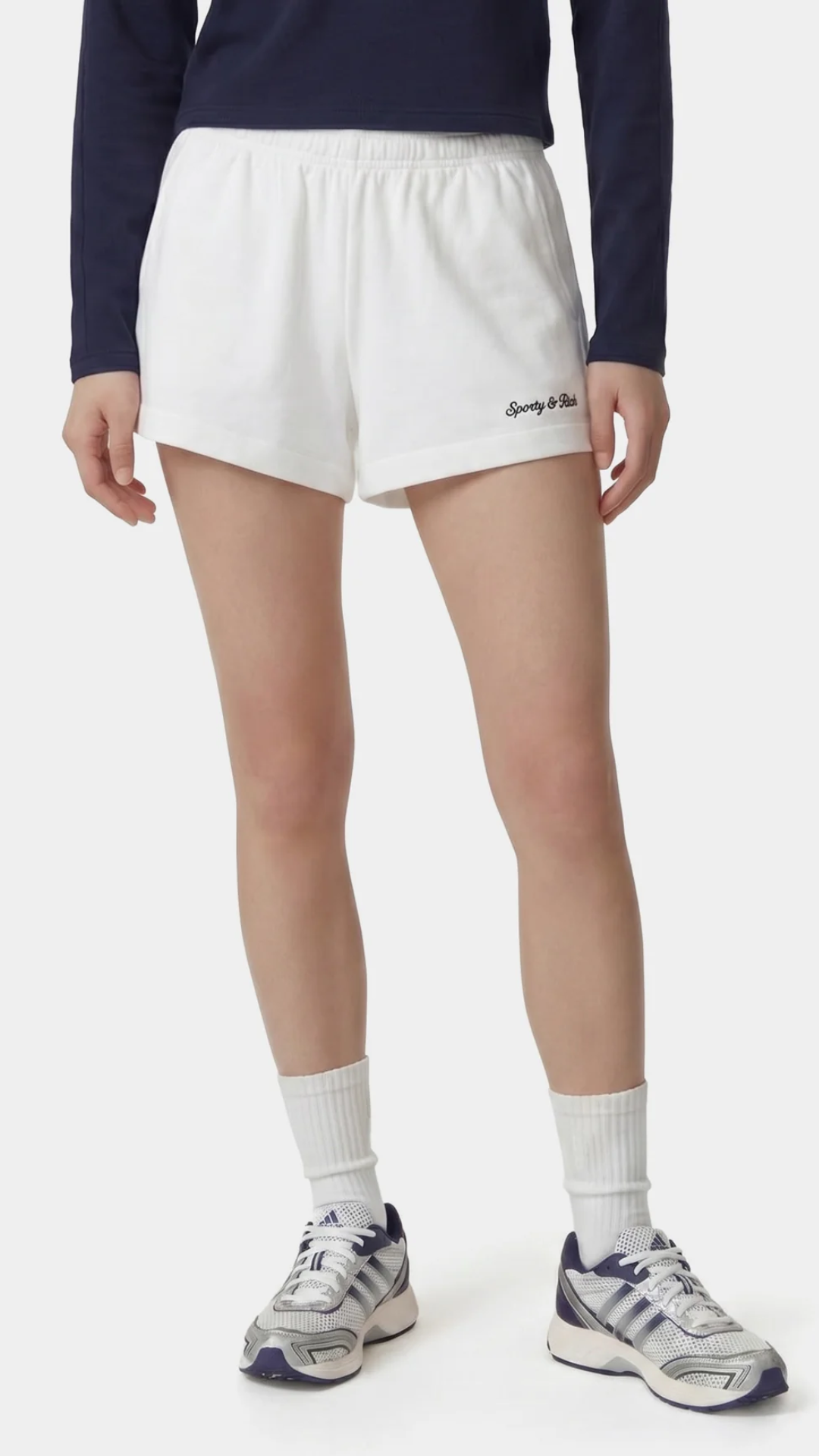 Sporty & Rich Syracuse Embroidered Disco Short in White