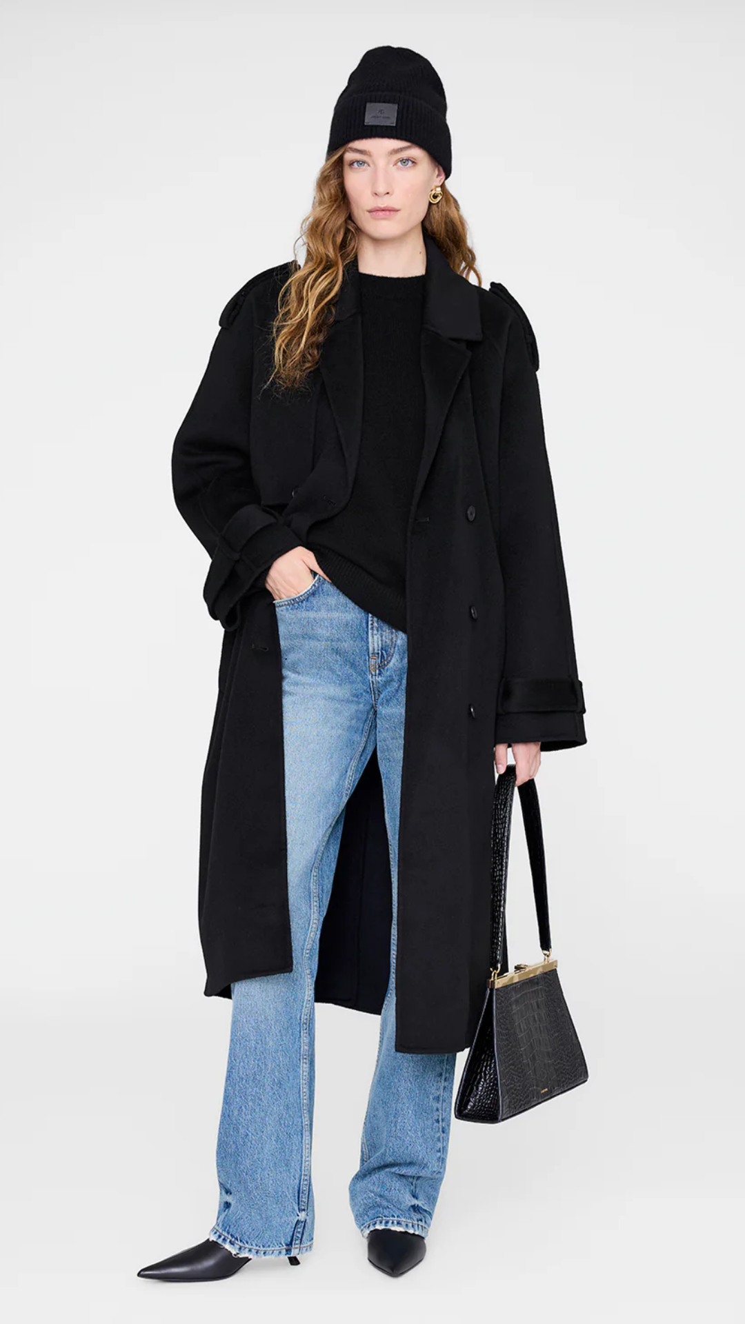 Anine Bing Carley Beanie in Black