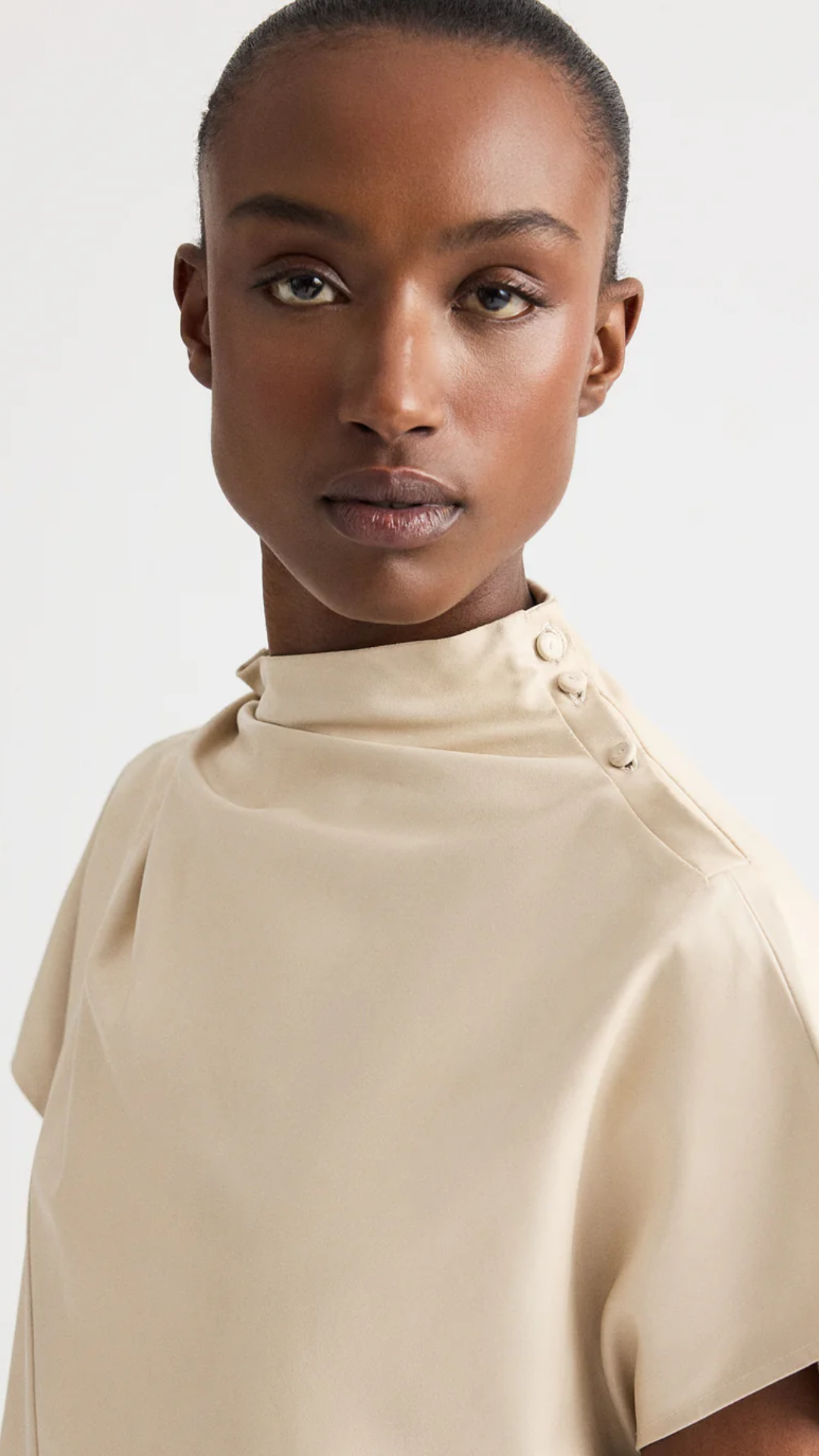 TWP Mock Neck Tee in Bone