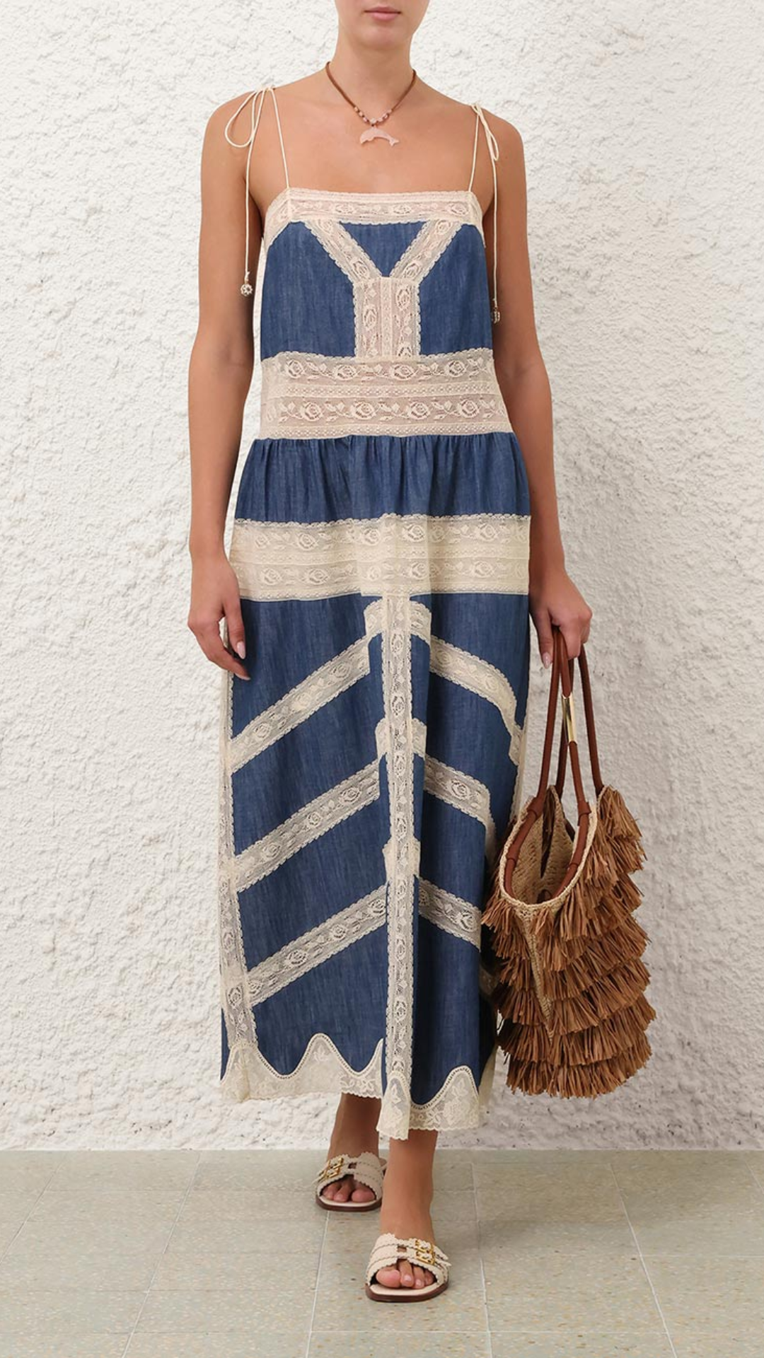 Zimmermann Awaken Denim Slip Dress in Raw Blue