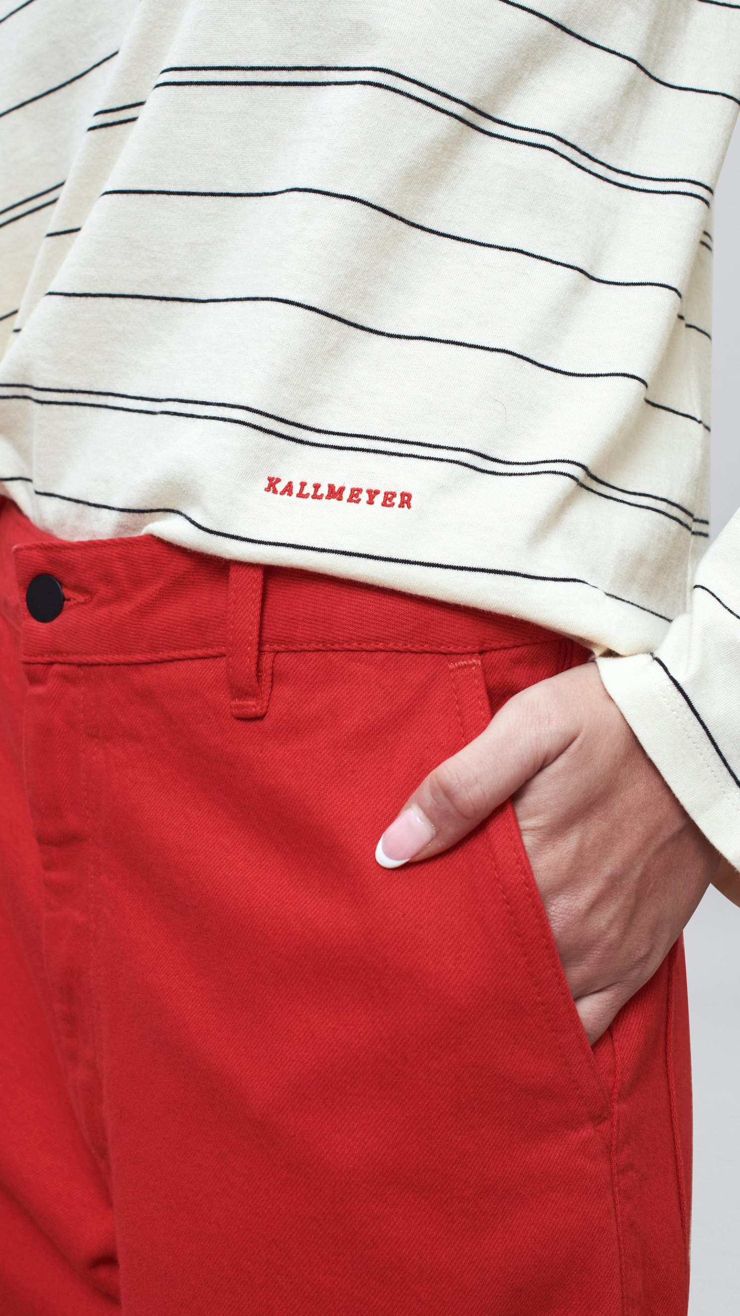 Kallmeyer Wynn Long Sleeve in Ivory & Black Multi Stripe