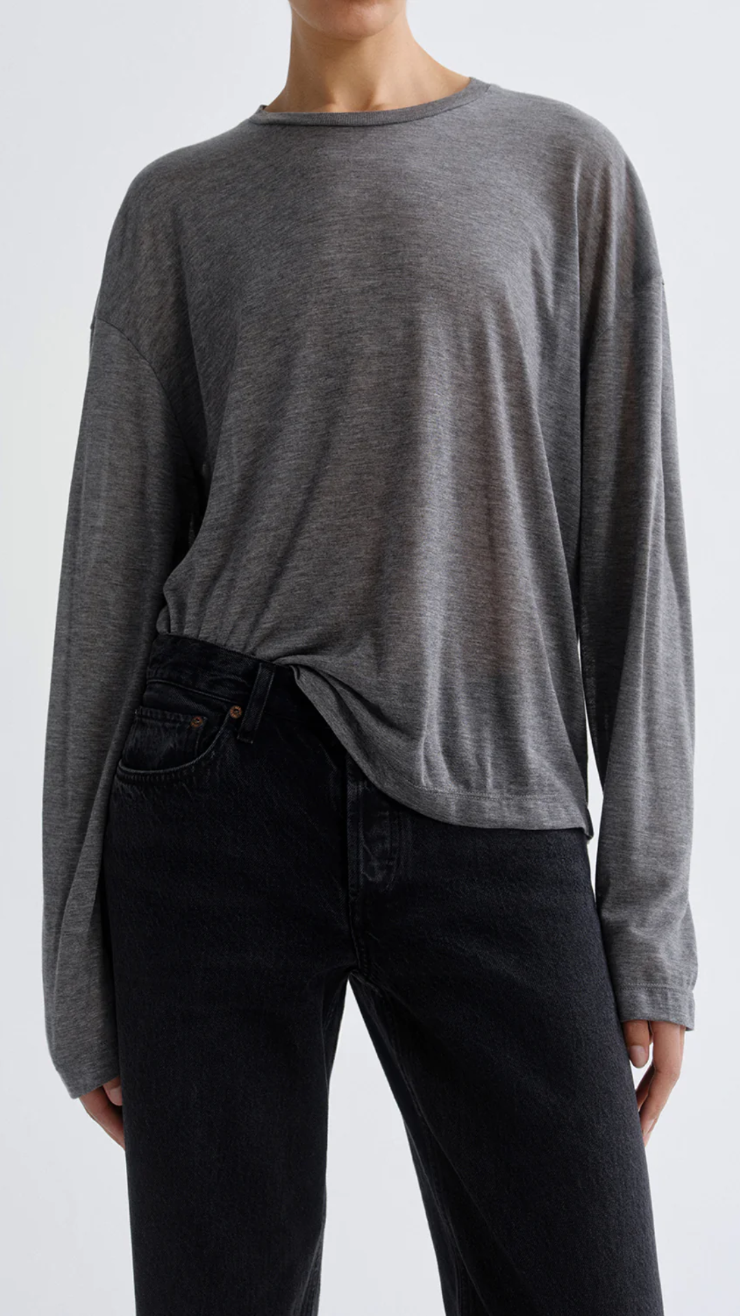 Agolde Sasha Tee in Grey Heather