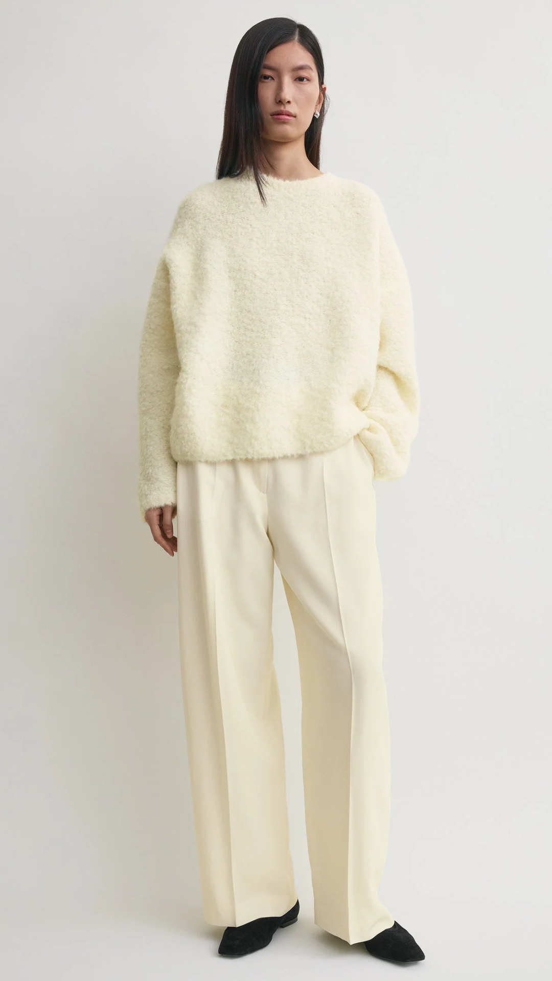 Toteme Boxy Boucle Knit Sweater in Milk