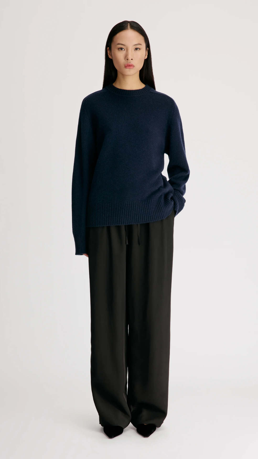 Loulou de Saison Baltra Crewneck Sweater in Navy