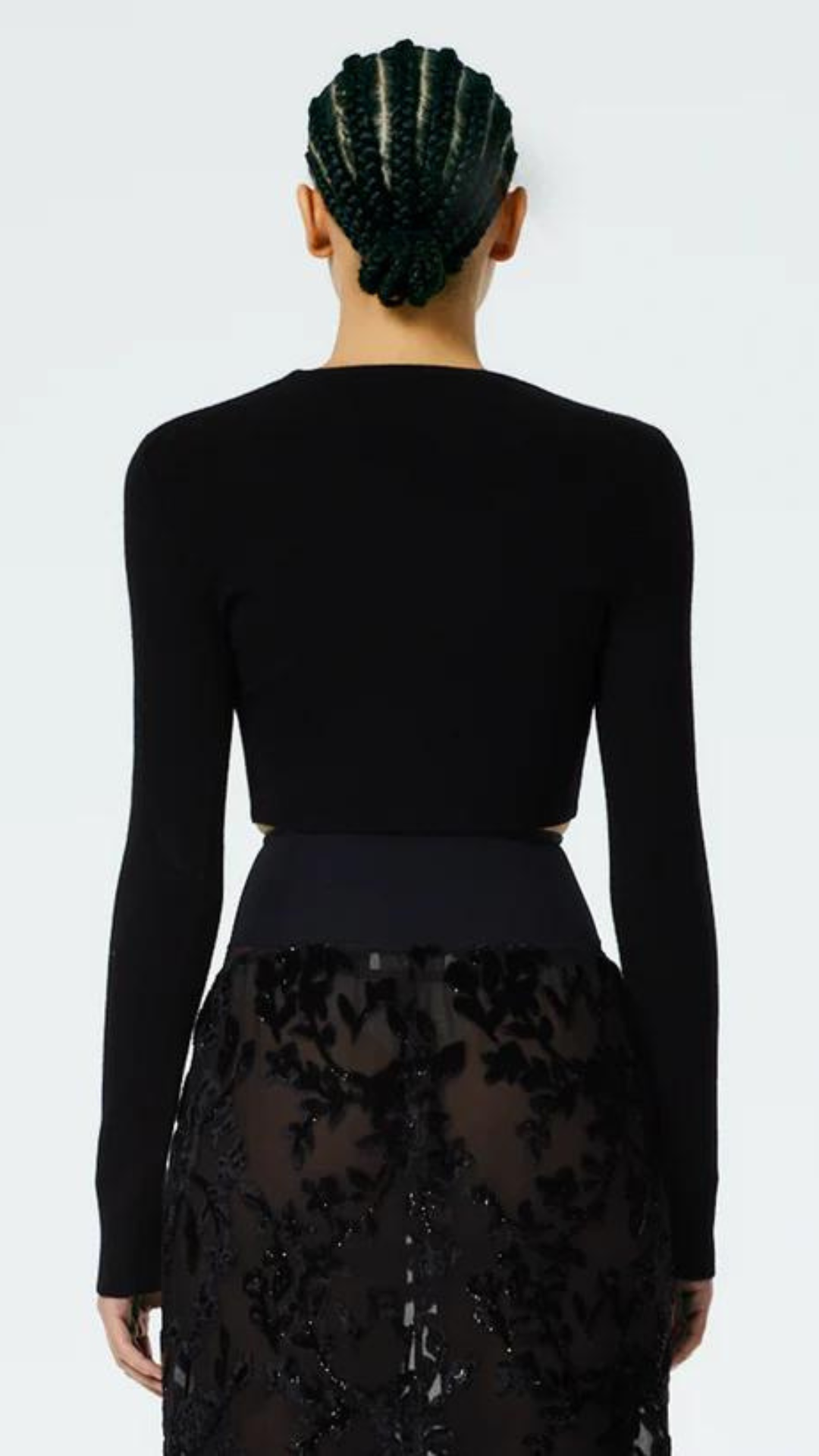Tibi Double Faced Cashmere Mini Long Sleeve Cropped Pullover