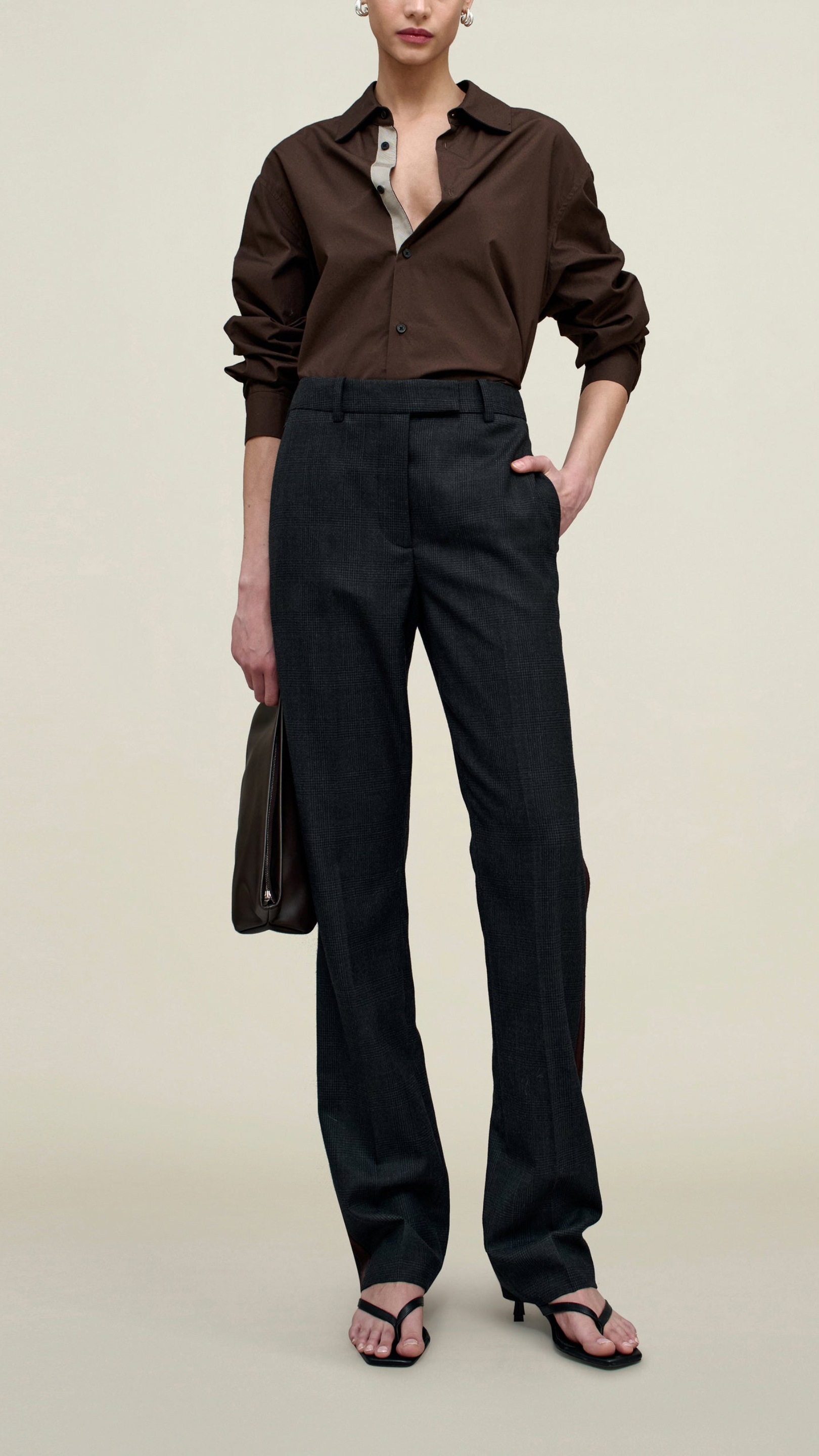 Kallmeyer Charlie Tuxedo Light Wool Suiting Trouser in Grey Plaid