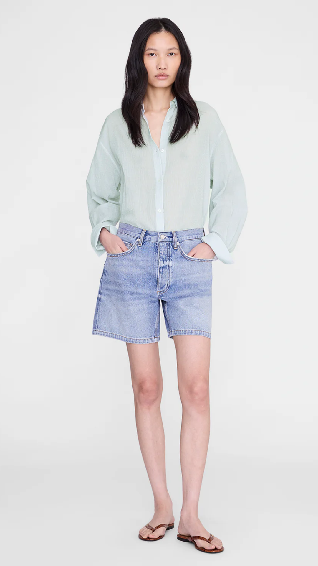 Anine Bing Delaney Short in Arbor Blue