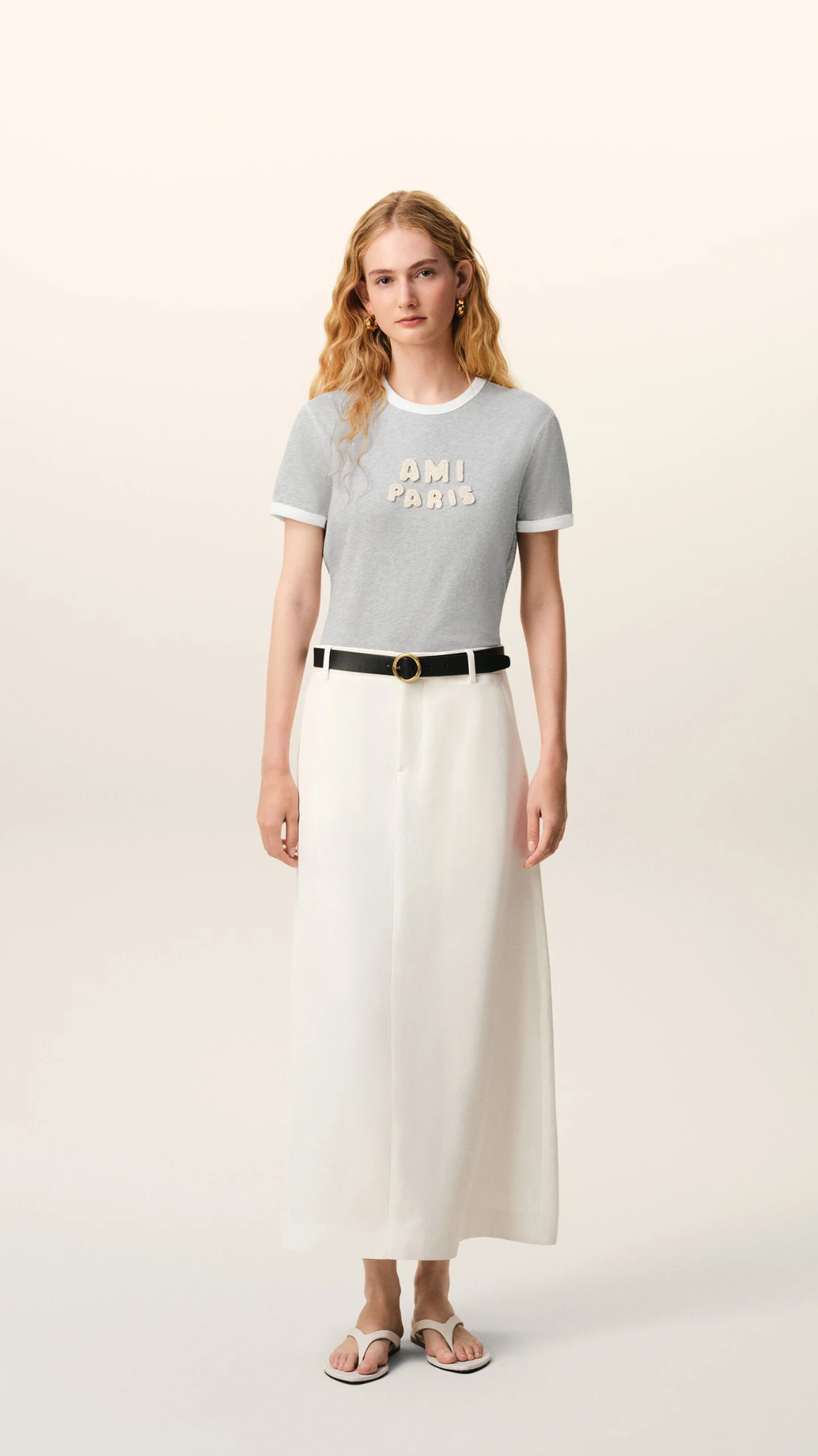 Ami Cotton Ami Paris Patch T-Shirt in Grey/White