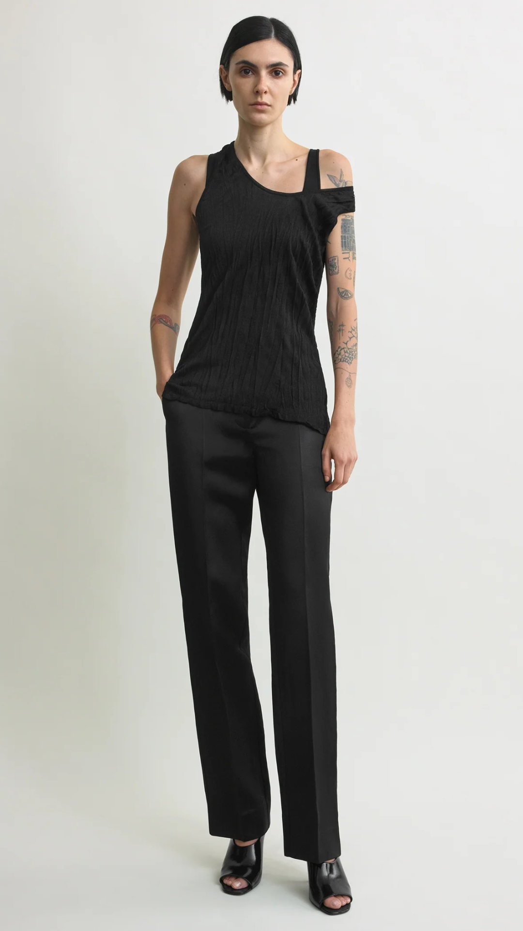 Toteme Crinkled Knit Tank in Black