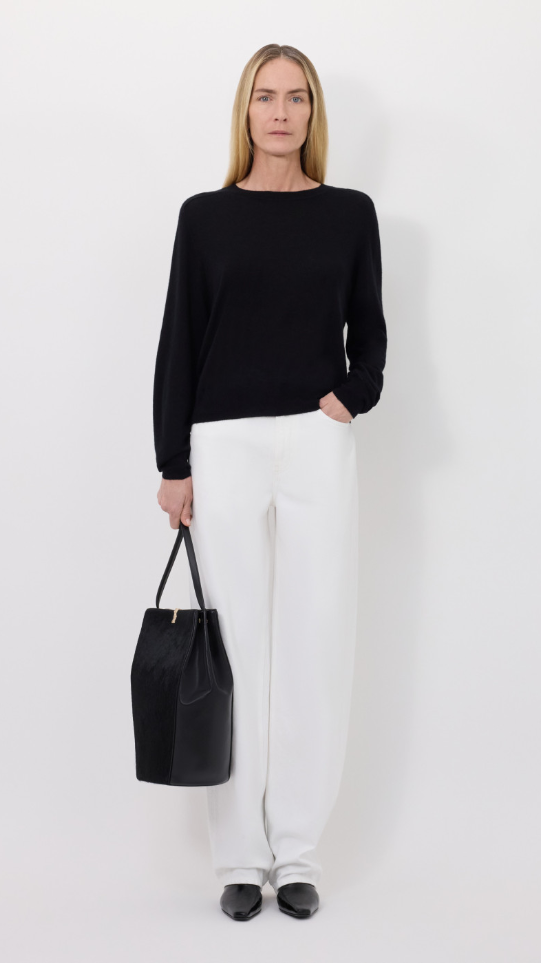 LouLou de Saison Angus Fine Knit Sweater in Black