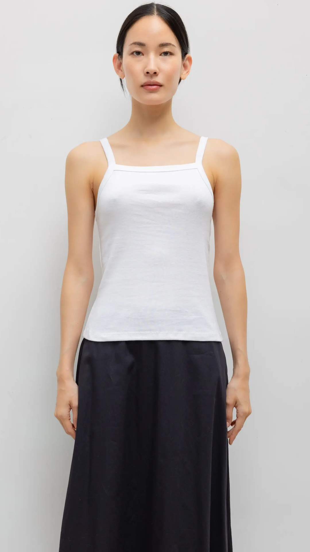 LESET Nando Square Neck Tank in White