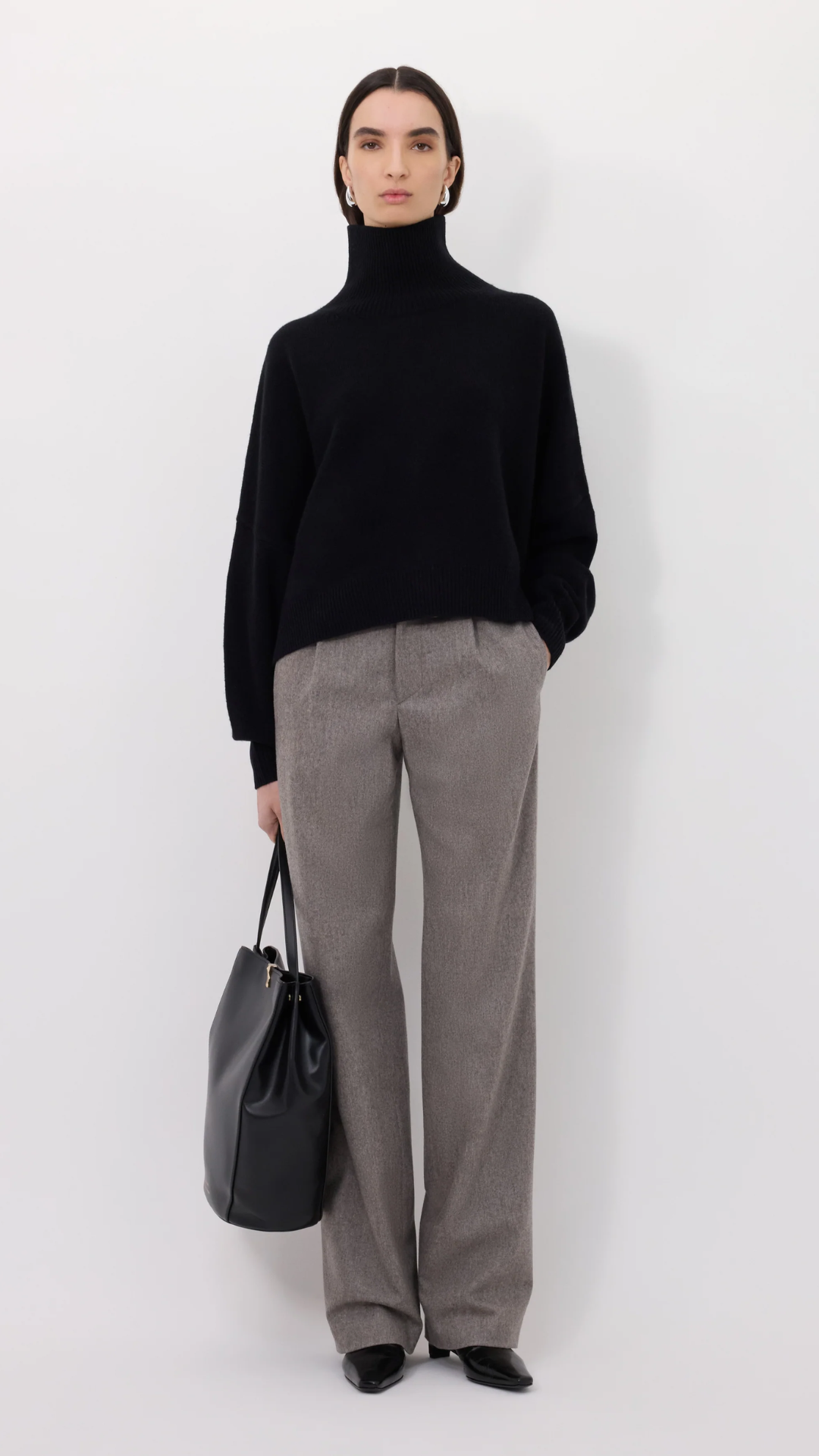 LouLou de Saison Luke Stand Collar Sweater in Black