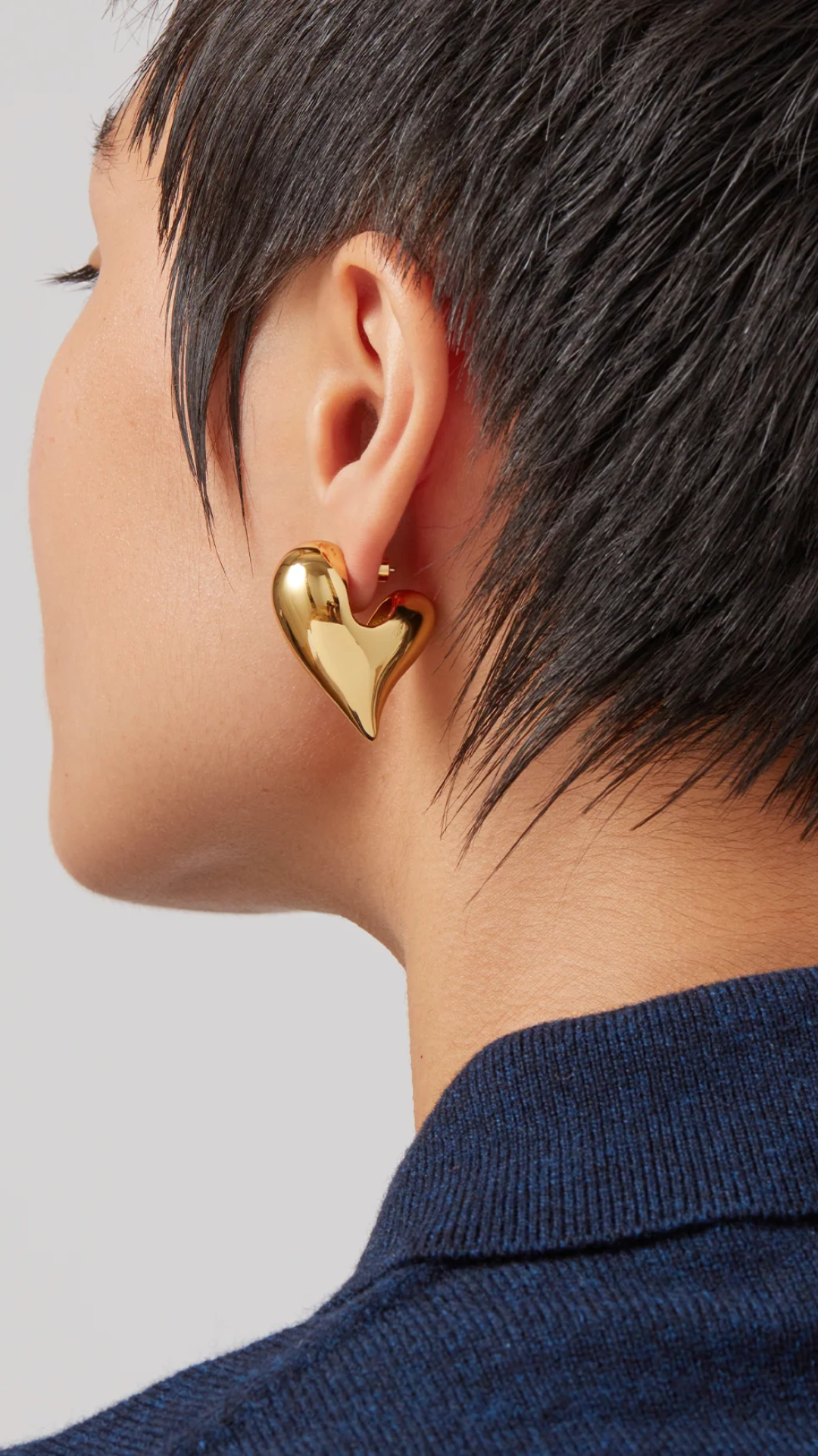 Jenny Bird Art Heart Puff Earrings in Gold