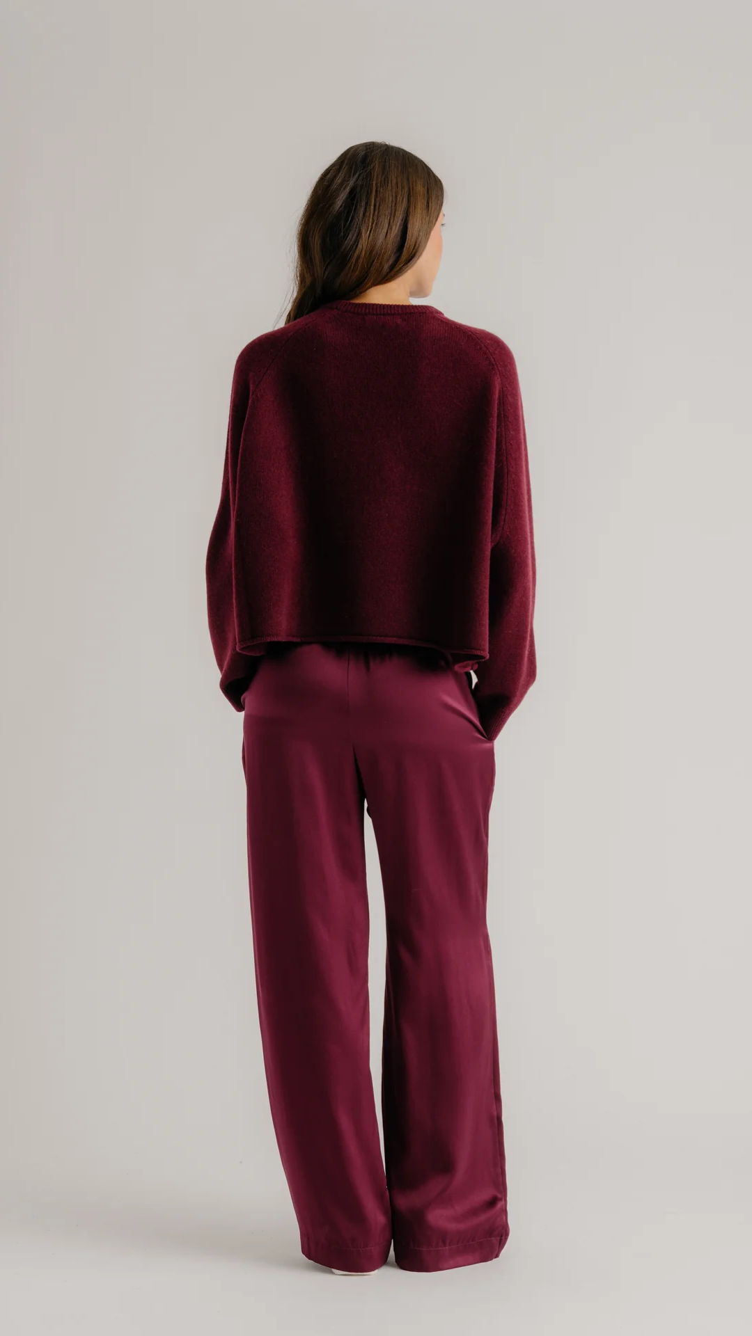 Sablyn Brynn Wide Leg Silk Pant in Bordeaux
