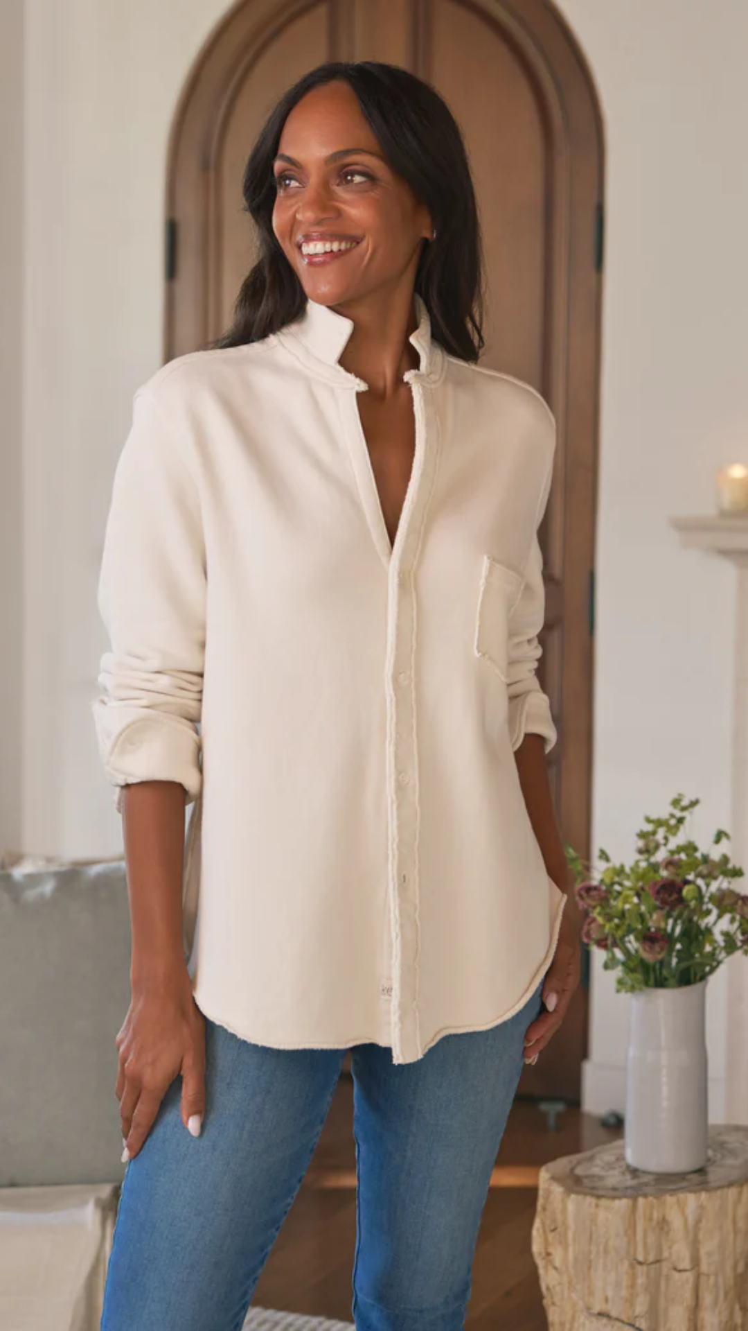 Frank & Eileen Relaxed Button Up Sweatshirt