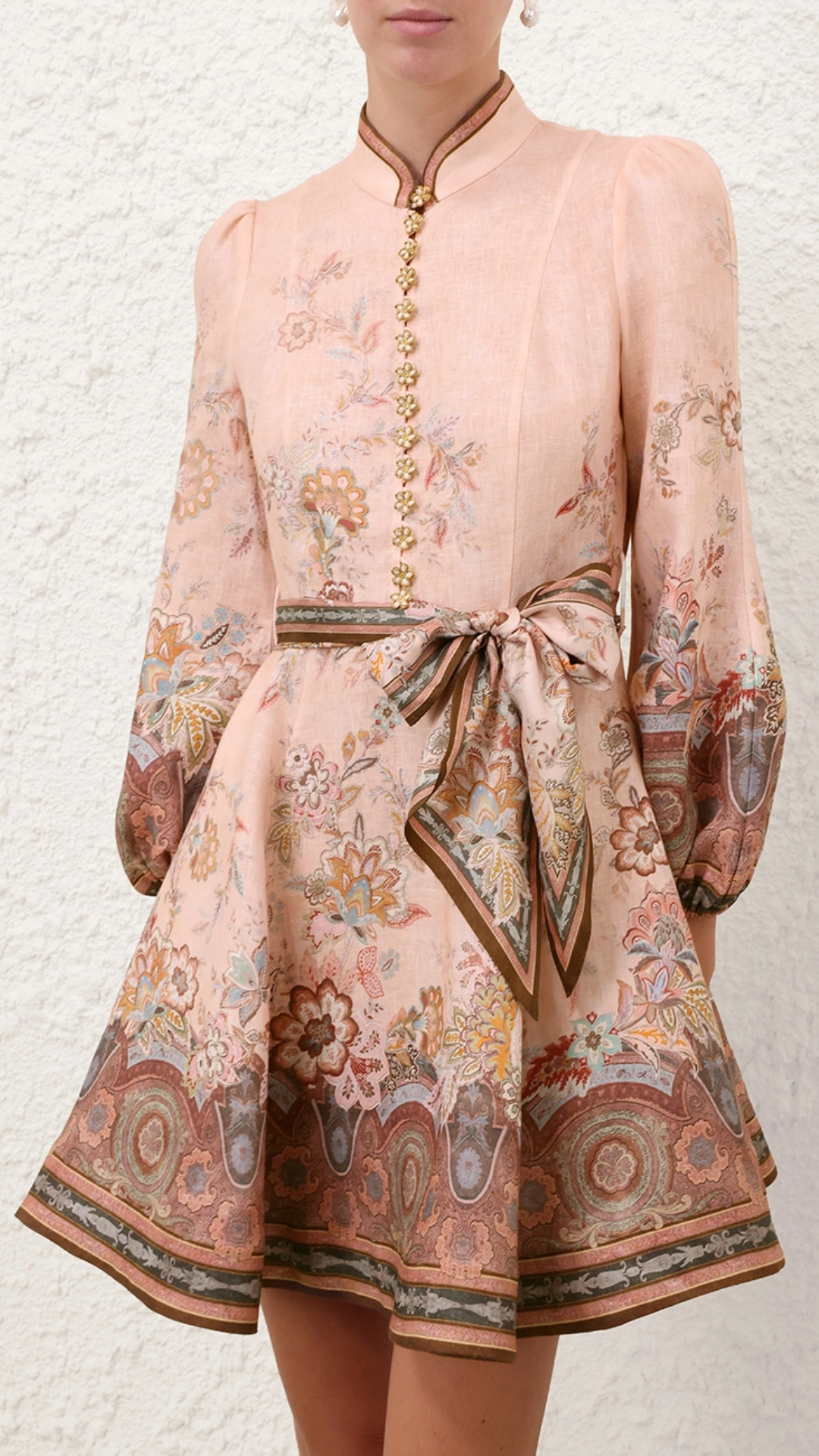 Zimmermann Alchemy Button Mini Dress in Pink Paisley