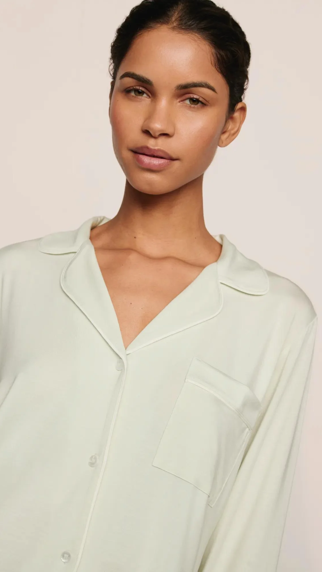 Eberjey Gisele Long PJ Set in Seafoam/Ivory