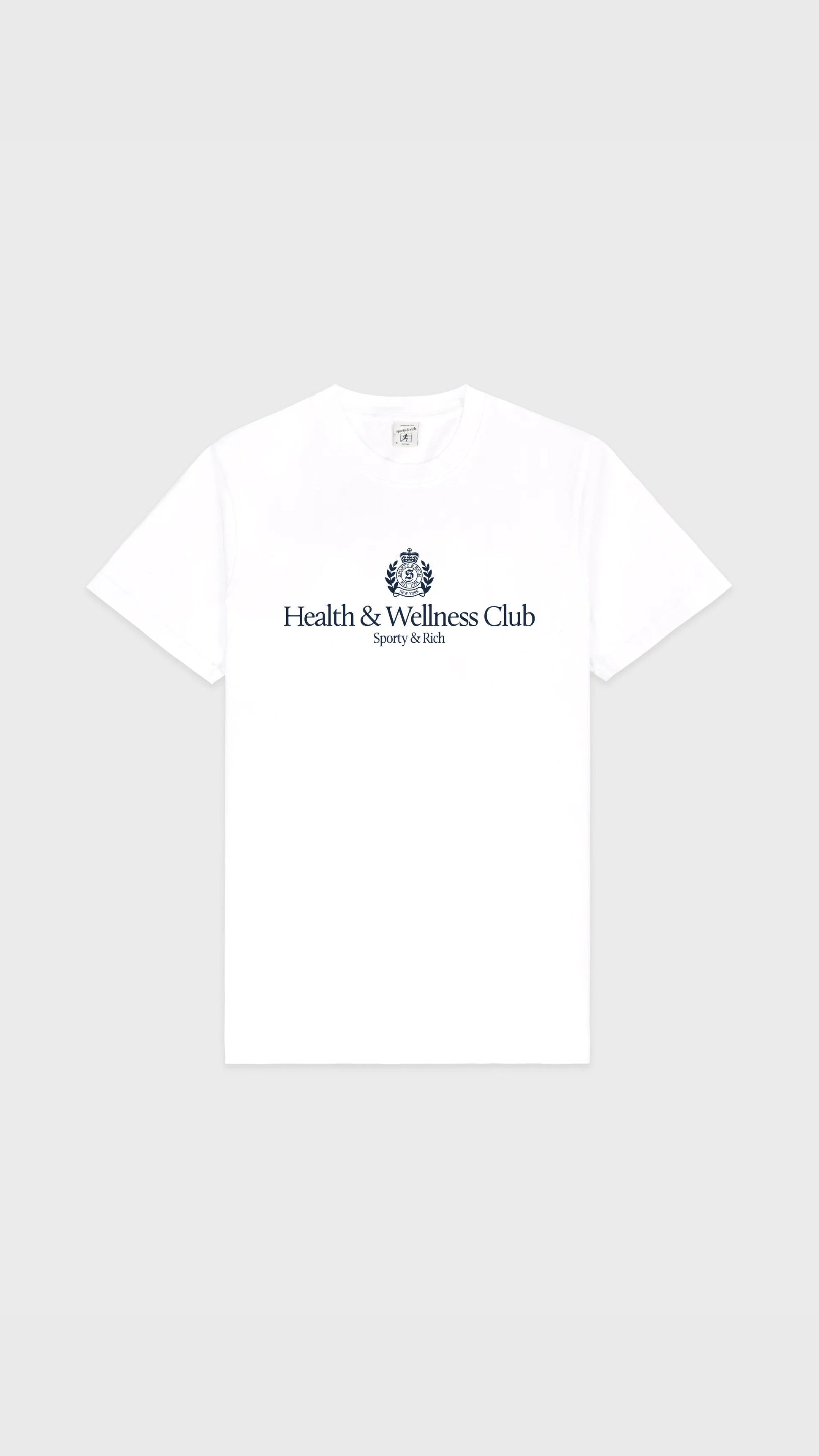 Sporty & Rich H&W Crest Tshirt in White/Navy