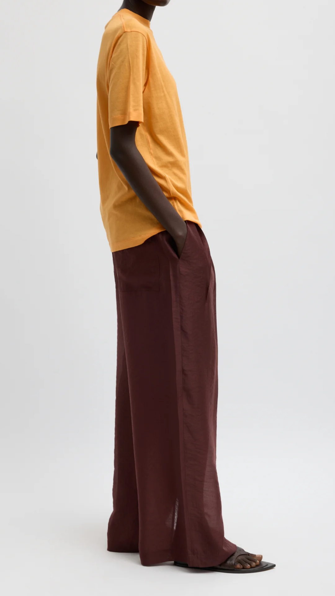 Tibi Summer Voile Stella Pant in Russett Brown