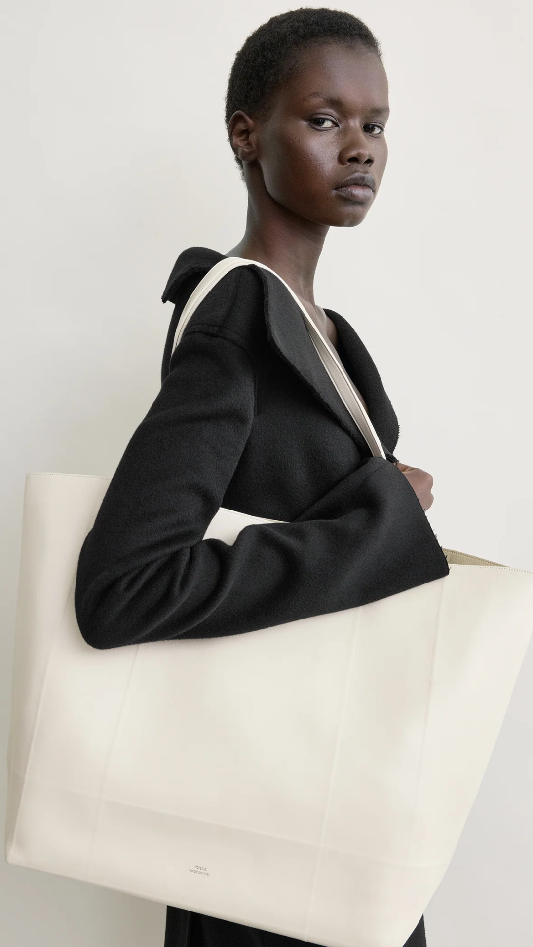 Toteme Roam Leather Tote in Stone