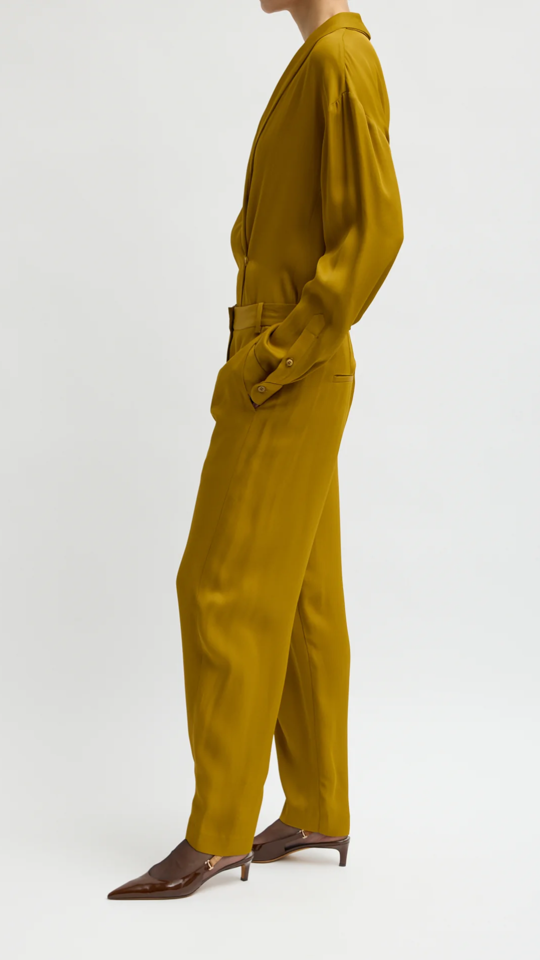 Tibi Eco Acetate Viscose Grace Trouser in Mustard