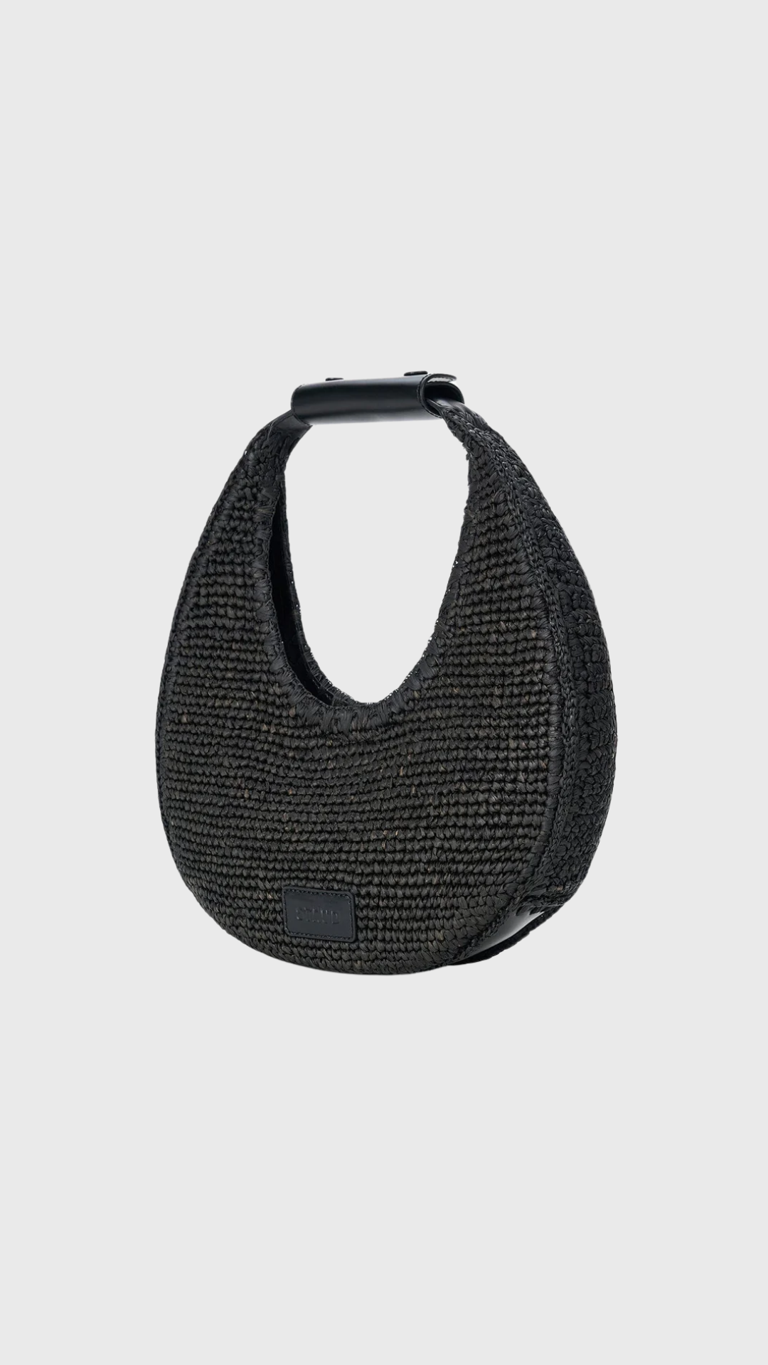 Staud Moon Raffia Bag in Black