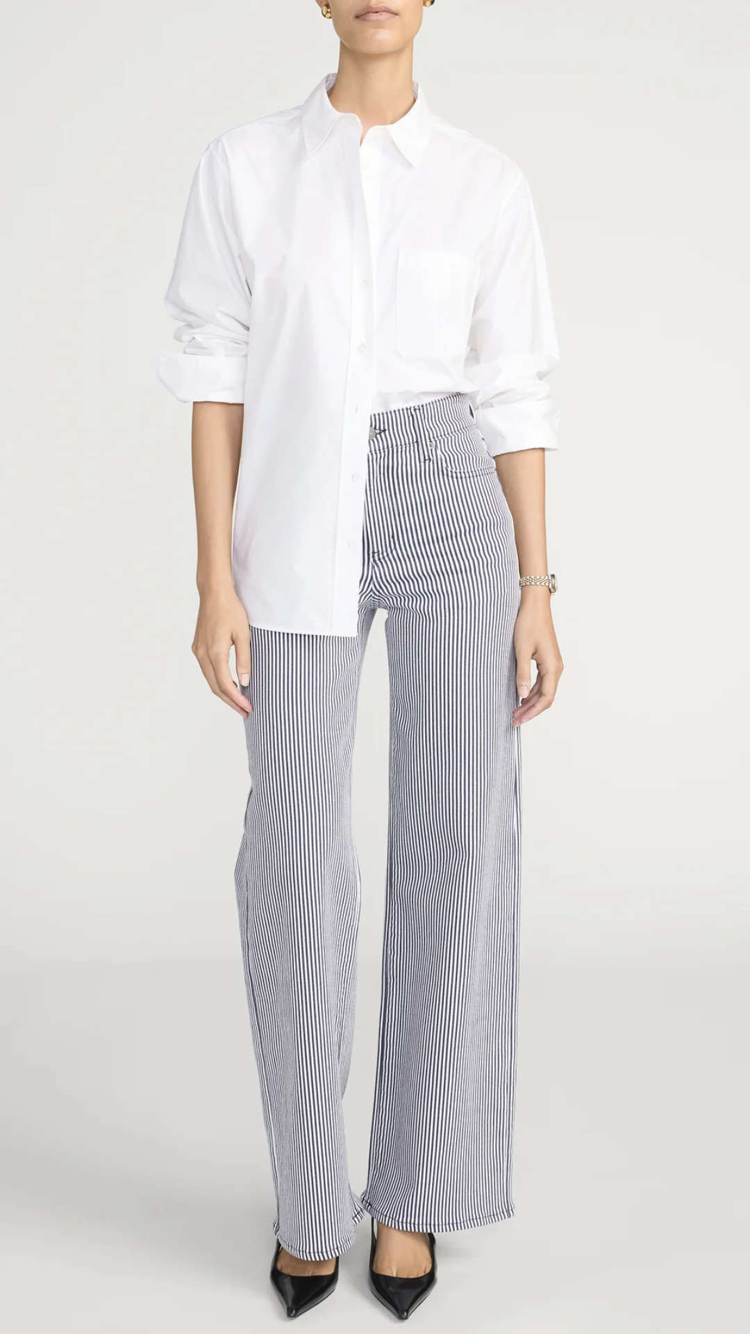 Frame Le Slim Palazzo Jean in Navy Stripe