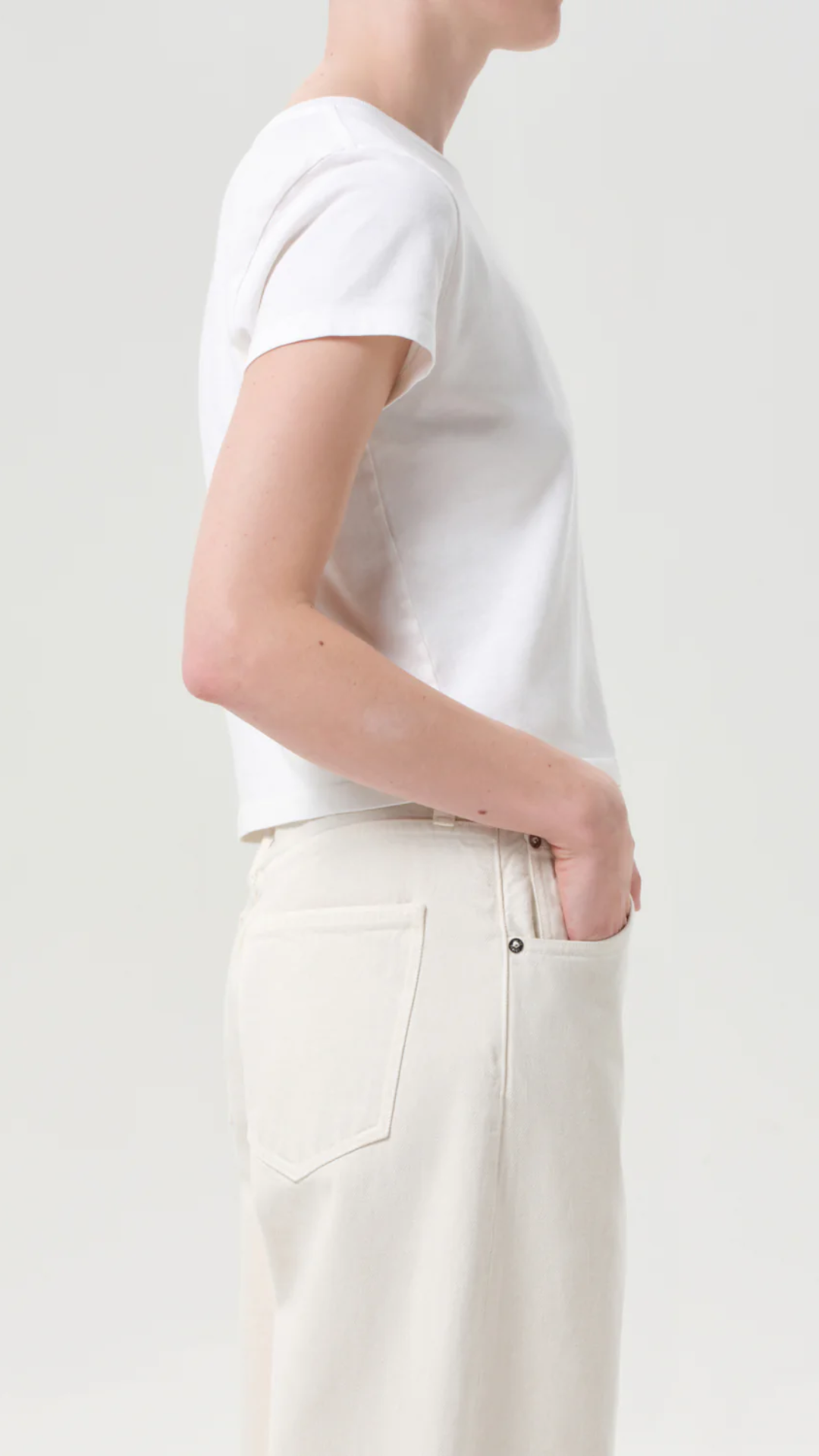 Agolde Adine Shrunken Tee in White Ash