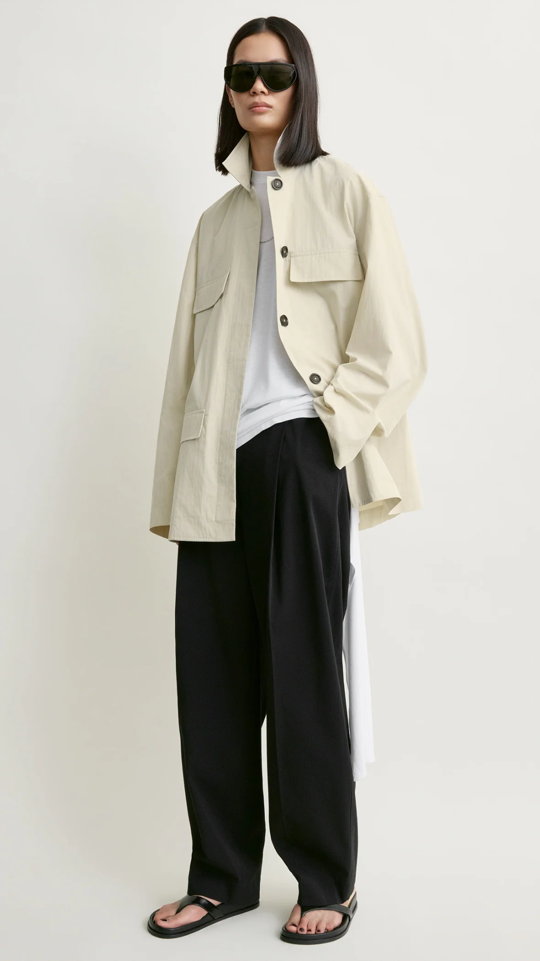 Toteme Collared Drawstring Jacket in Oyster