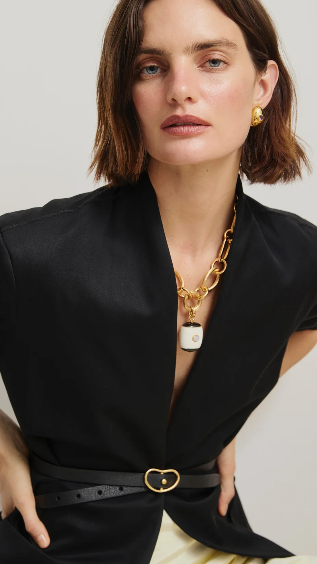 Lizzie Fortunato Mini Arp Earrings in Studded Gold