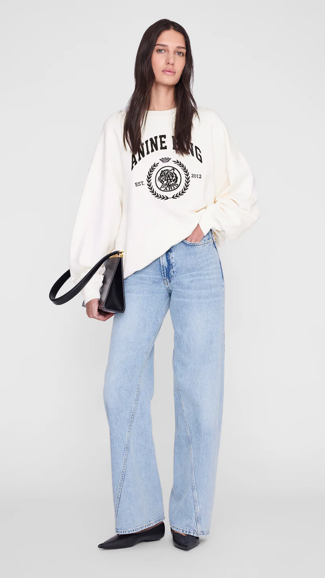 Anine Bing Miles Sweatshirt Collegiate in Cream