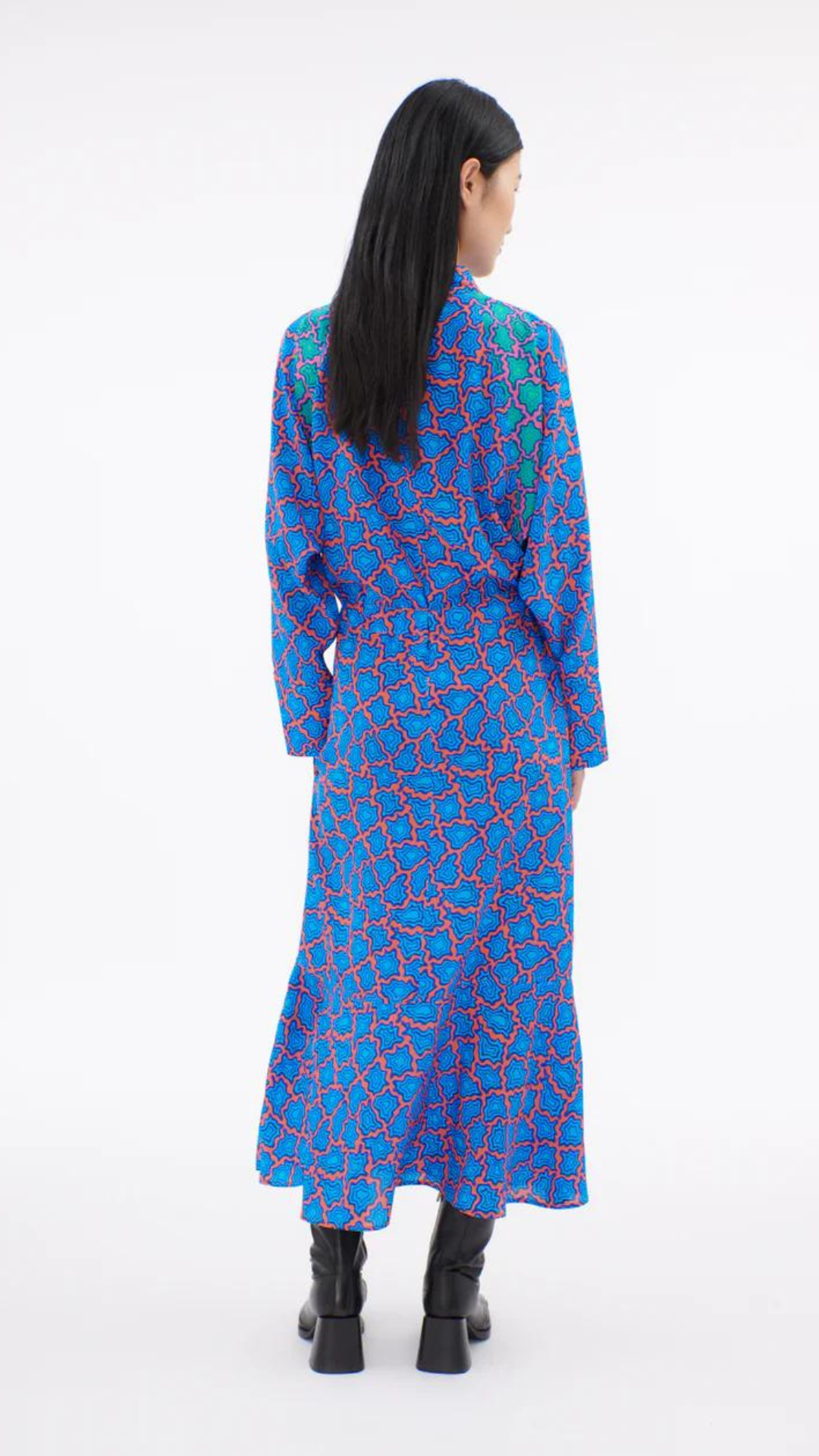 ODEEH Blue Longsleeve Midi Dress