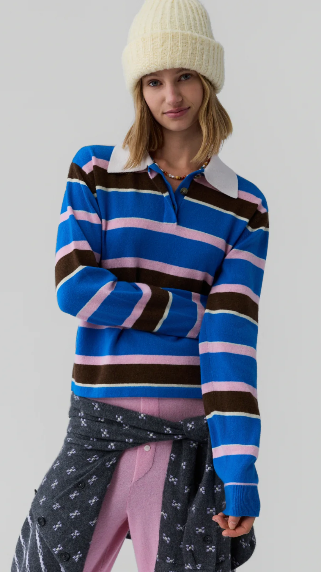 Guest in Residence Cropped Stripe Rugby Sweater in Twilight