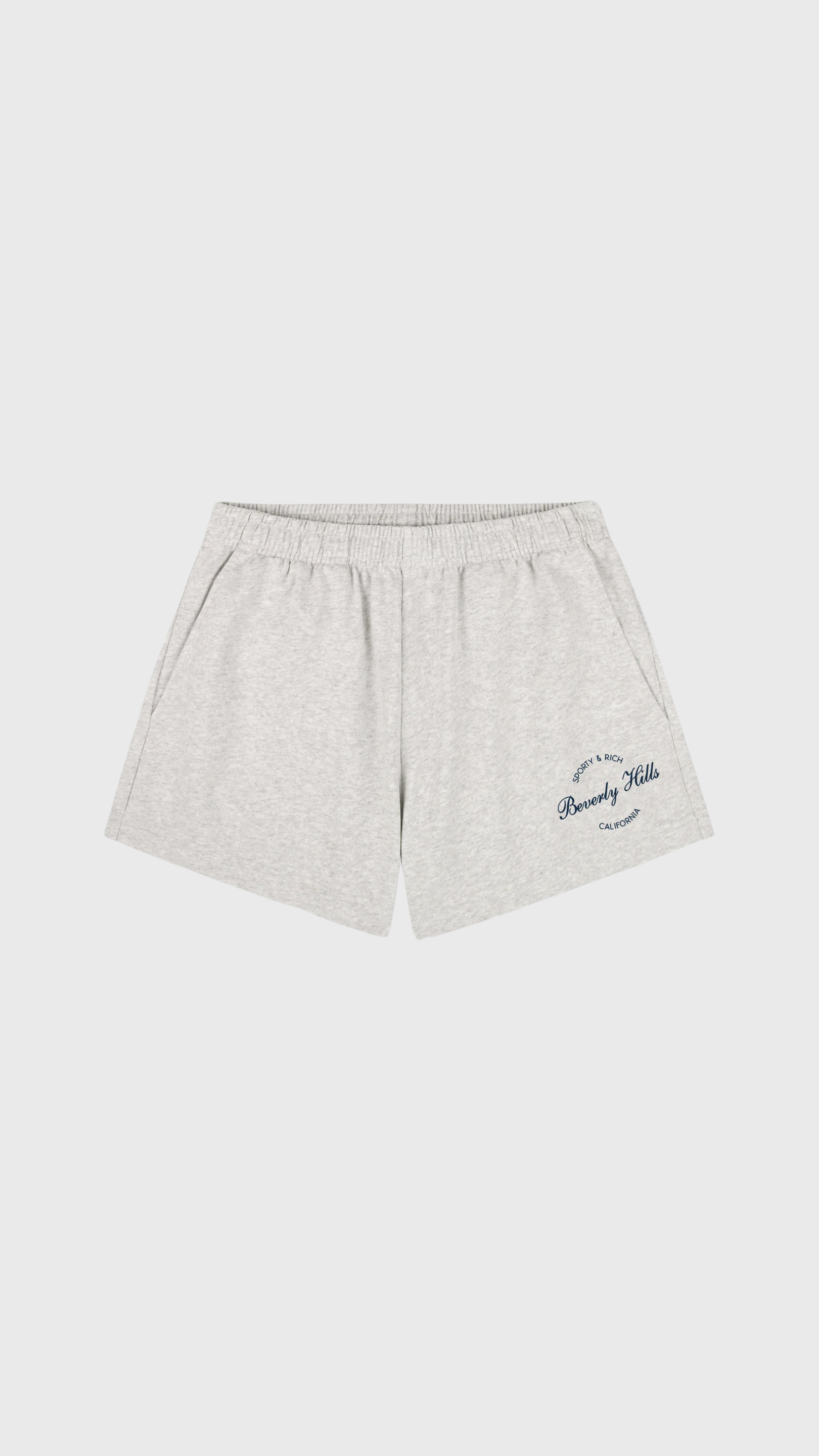 Sporty & Rich Beverly Script Disco Short in Heather Gray