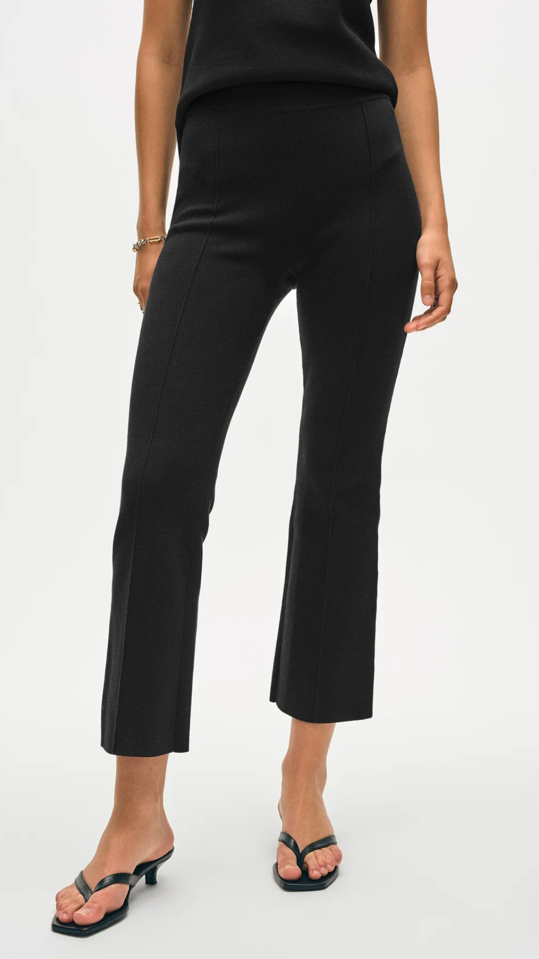 White + Warren Cotton Kick Flare Pant in Black
