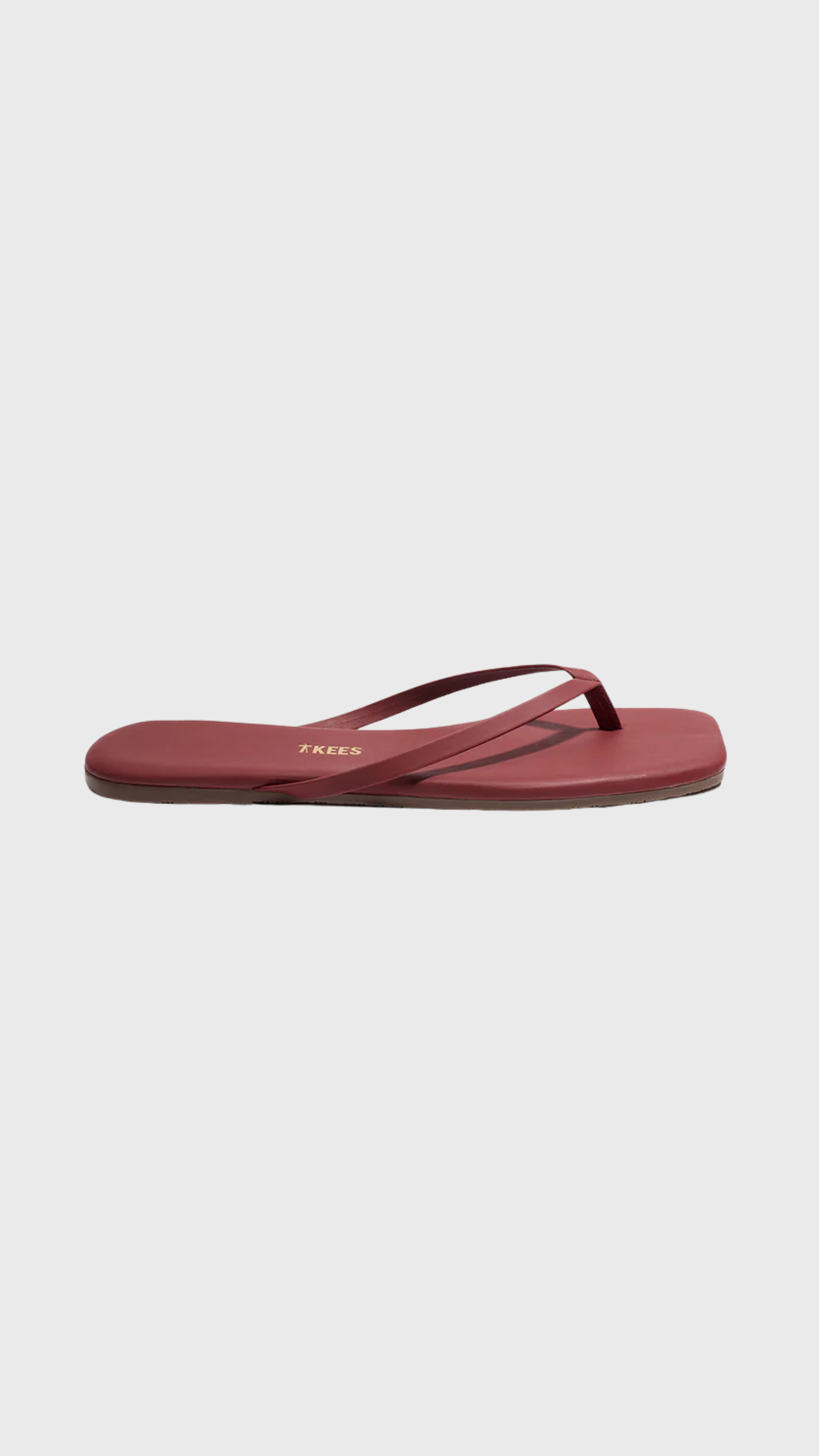TKEES Square Toe Lily Leather Flip Flops in Burgundy