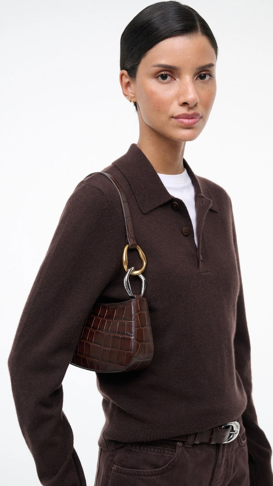 Staud Ollie Bag in Espresso Croc
