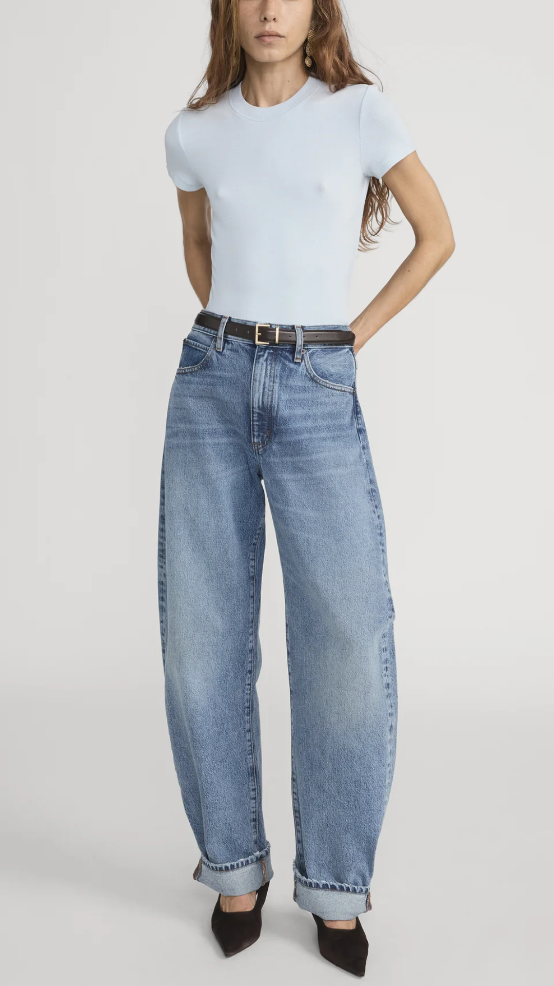 Frame The Rib Baby Tee in Sky Blue