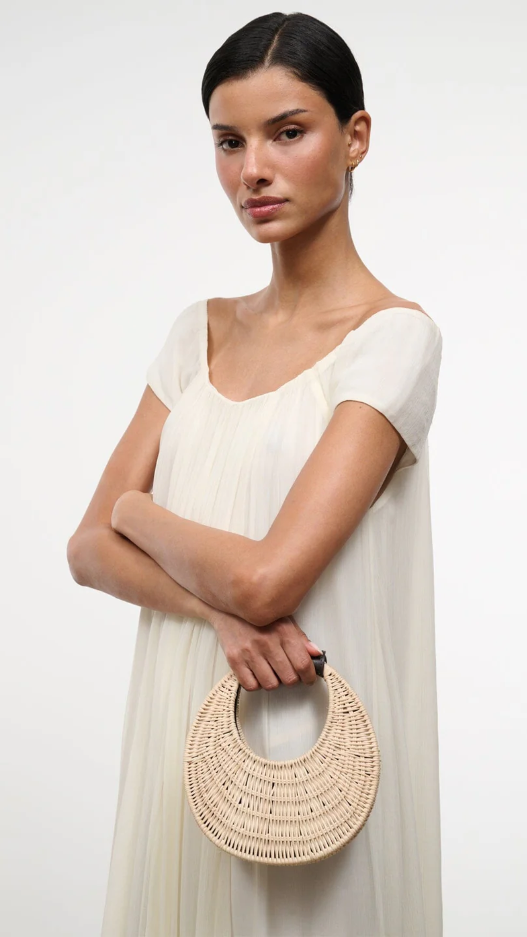 Staud Good Night Moon Wicker Bag in Natural