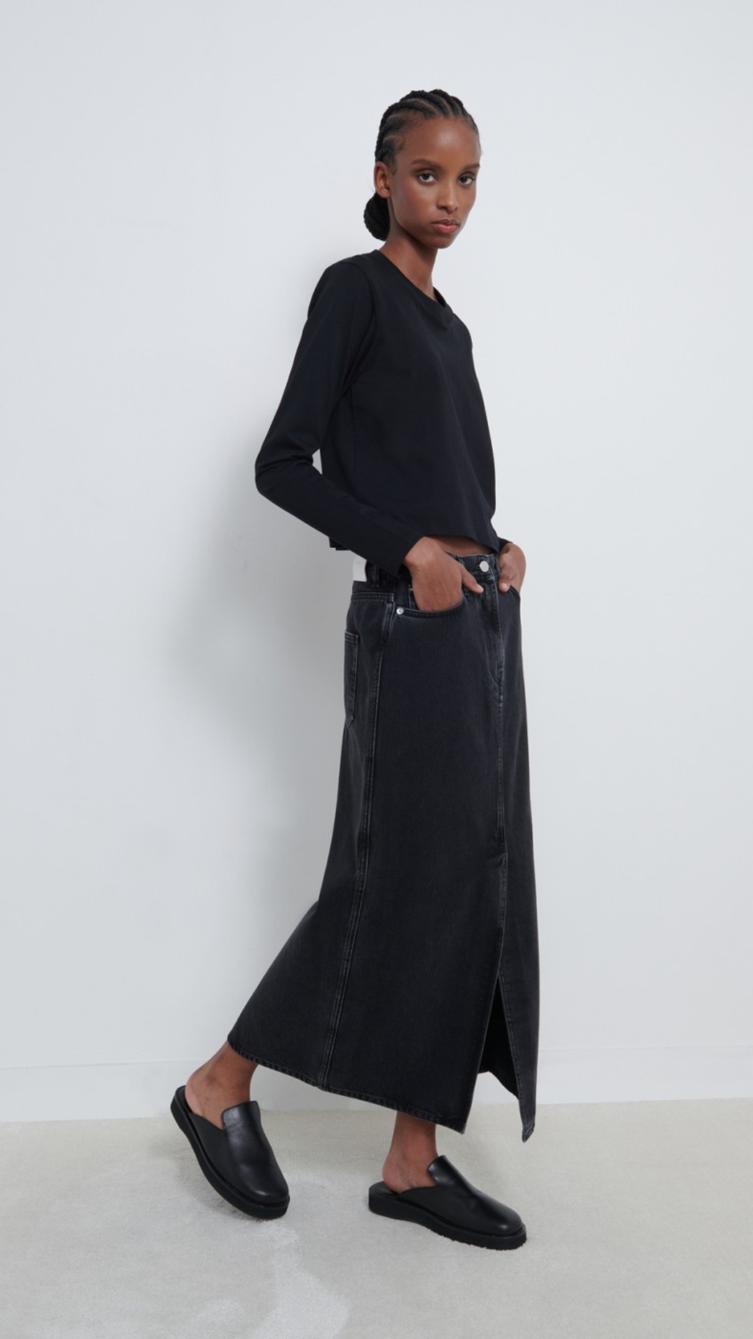 Loulou Studio Denim Long Skirt