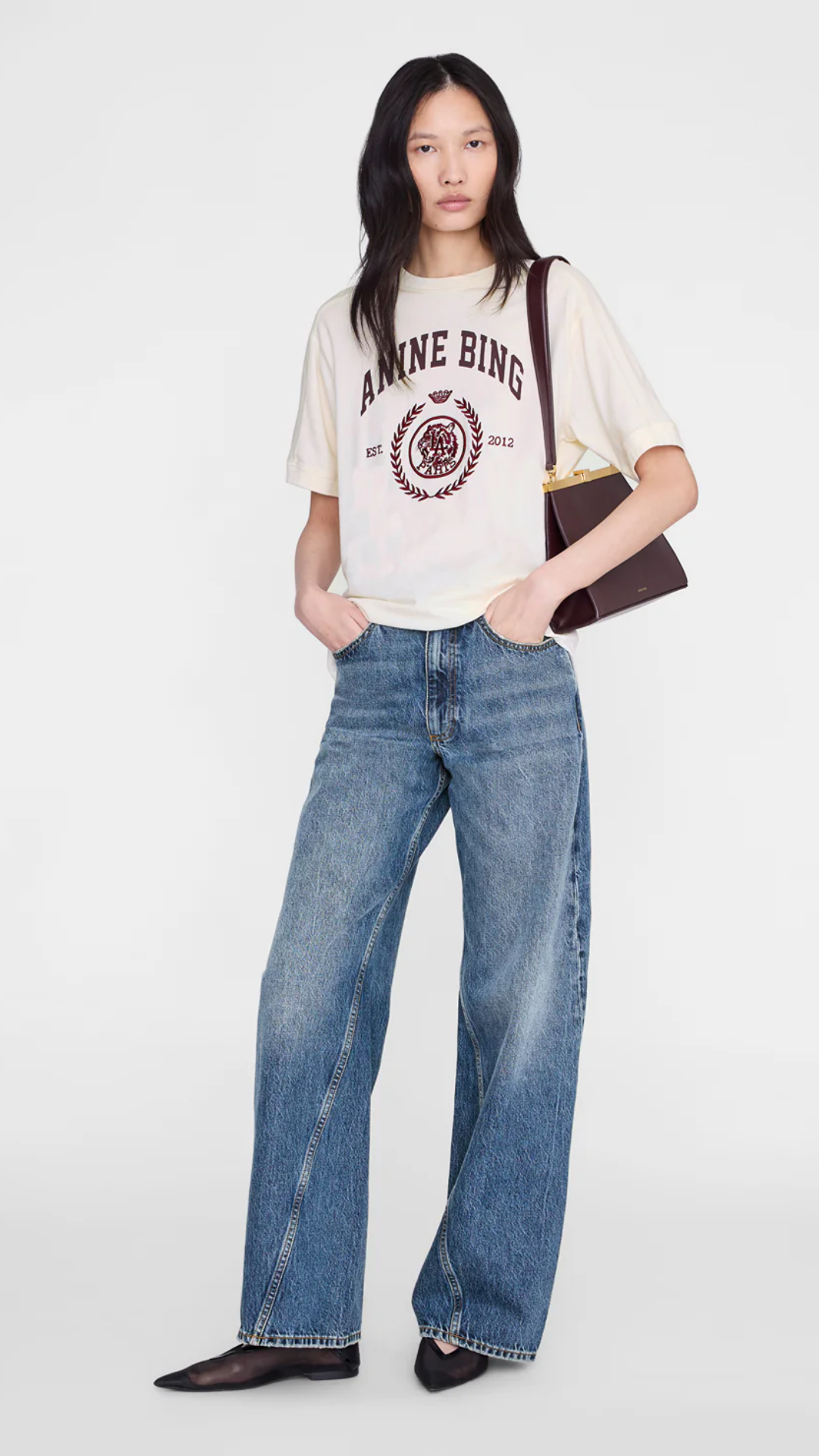 Anine Bing Jaylin Tee Collegiate in Cream
