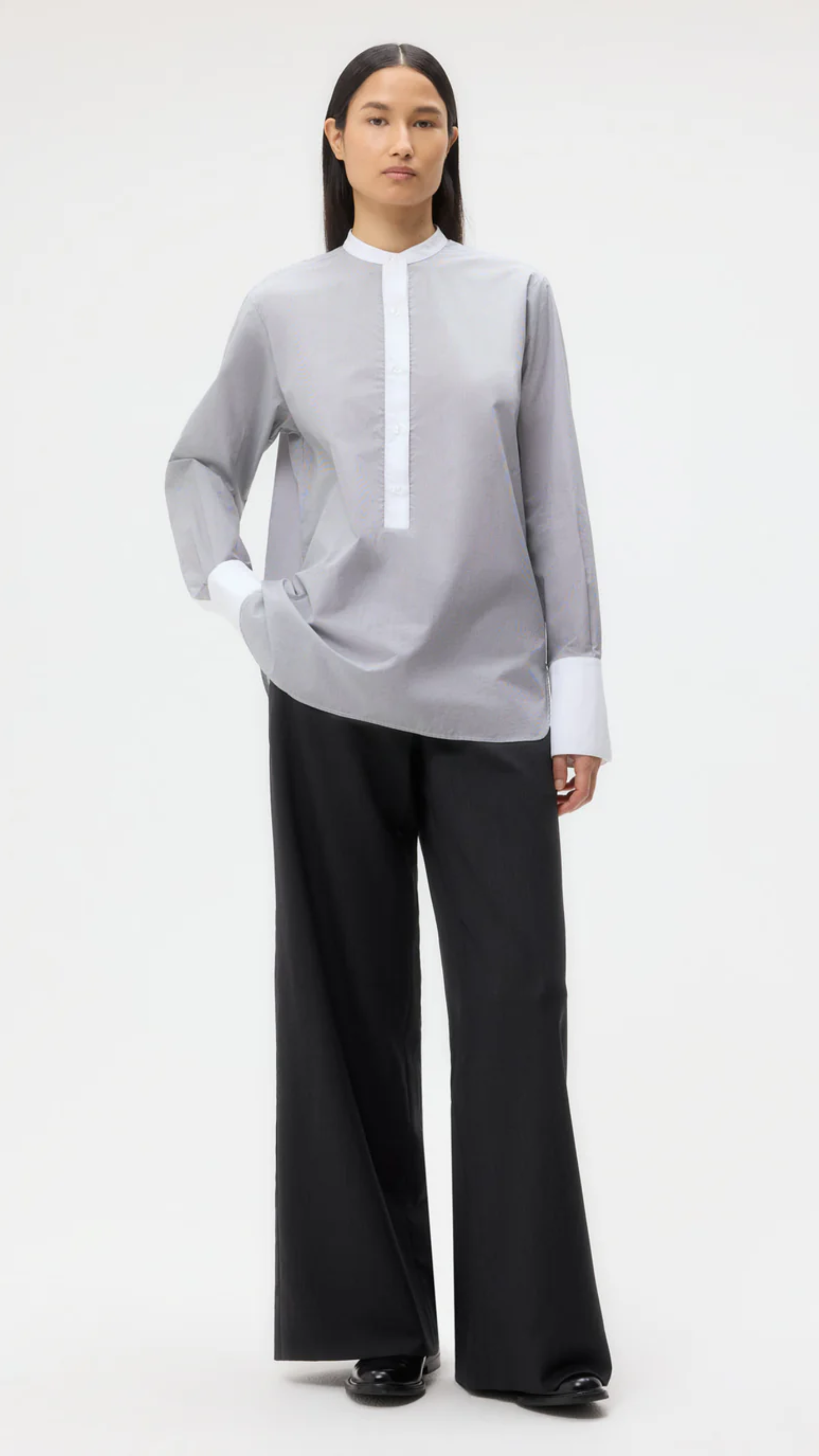 TWP Simple Man Shirt in White Black