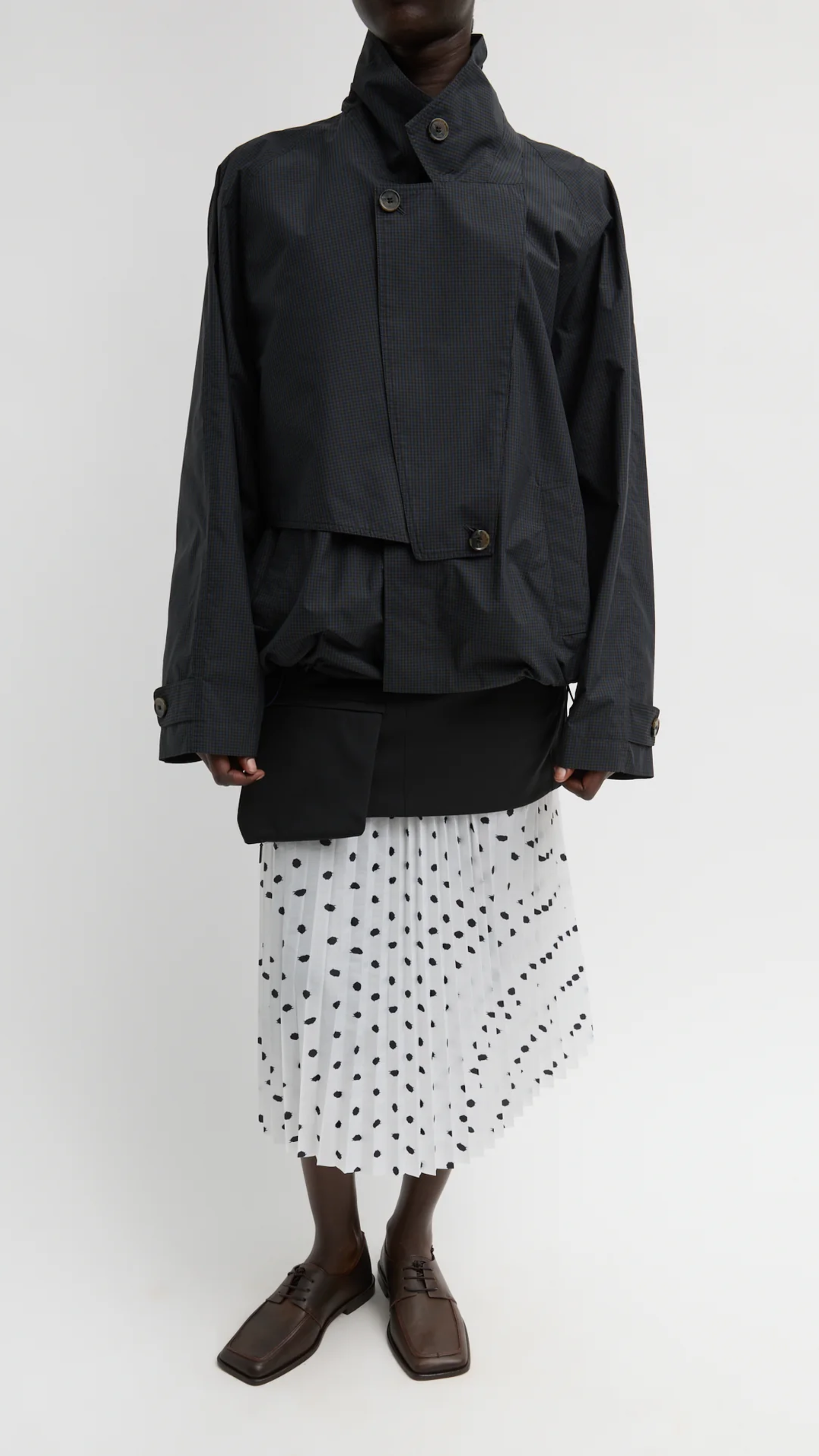 Tibi Charles Menswear Trench Anorak in Navy Multi