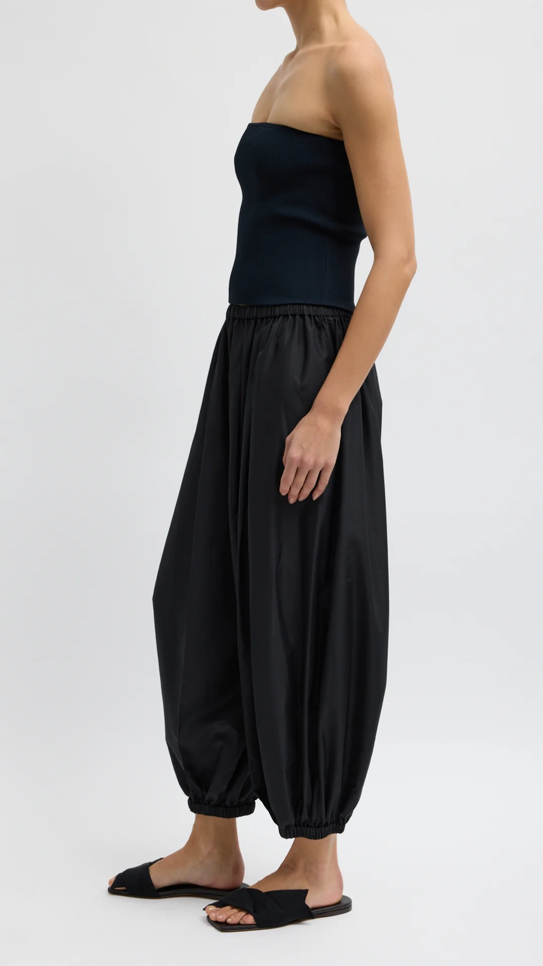 Tibi Summer Nylon Zeppelin Pant in Black