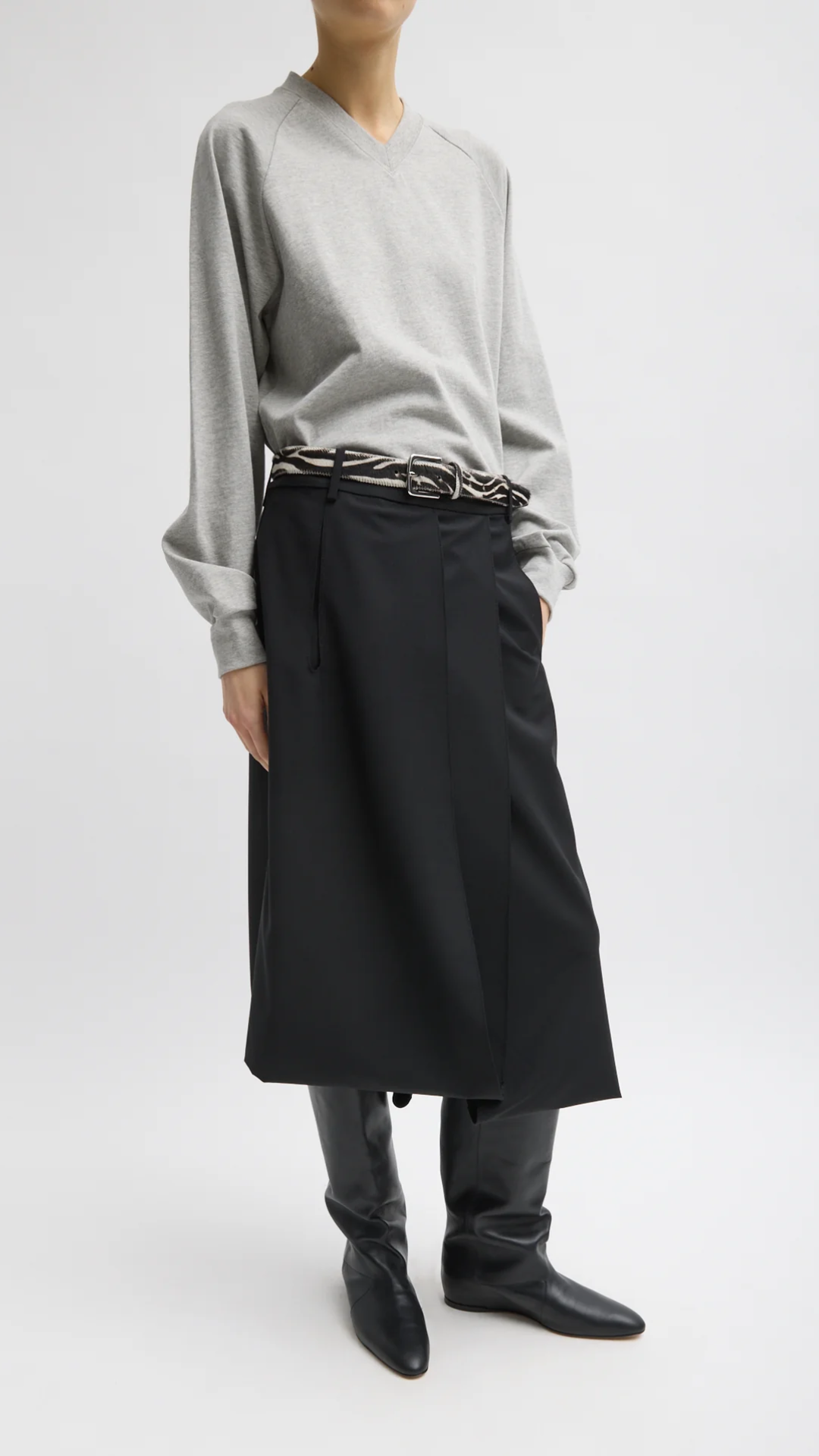 Tibi Classic Pony Hair Leather Belt