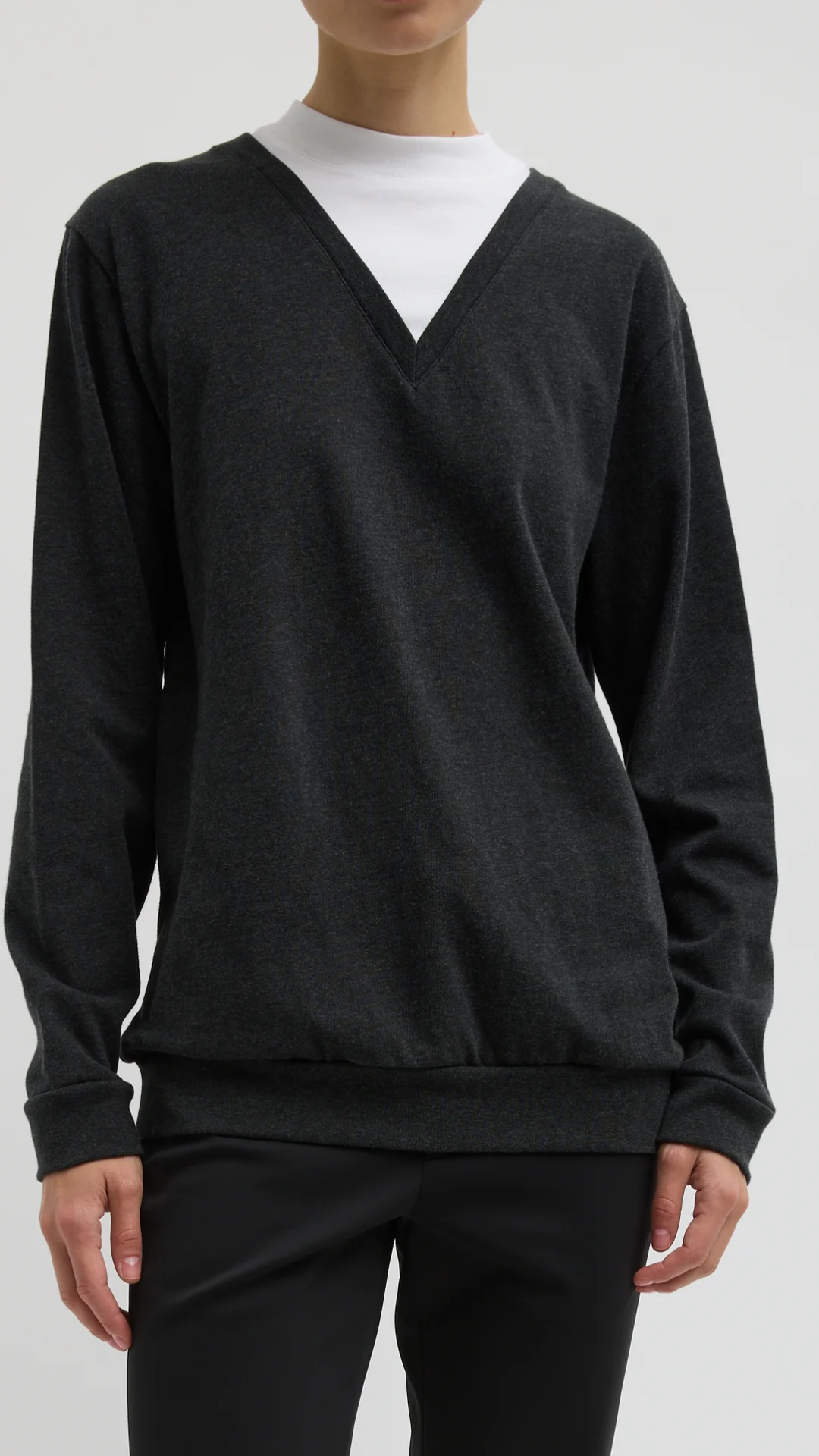 Tibi Perfect T-Shirt Trompe L'oeil Top in Grey Multi