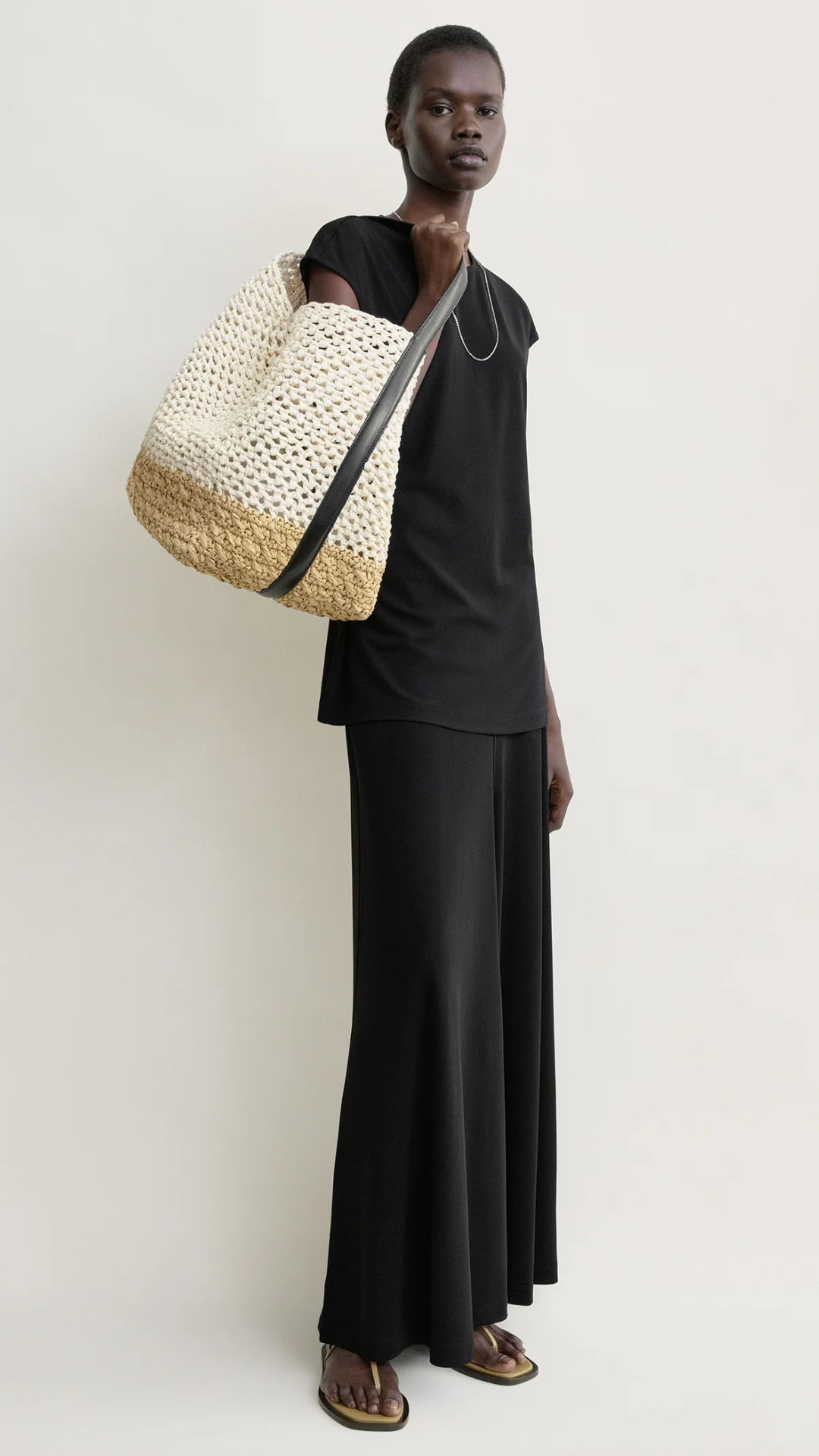 Toteme Belted Paper Tote Bag in Ecru/Vanilla