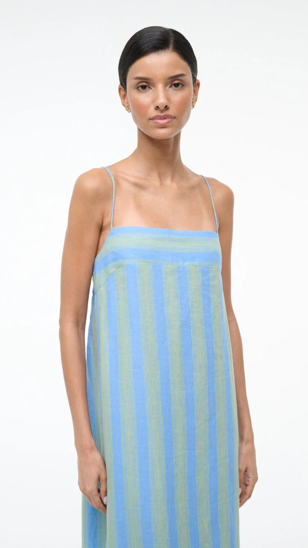 Staud Laura Linen Dress in Seaport Stripe