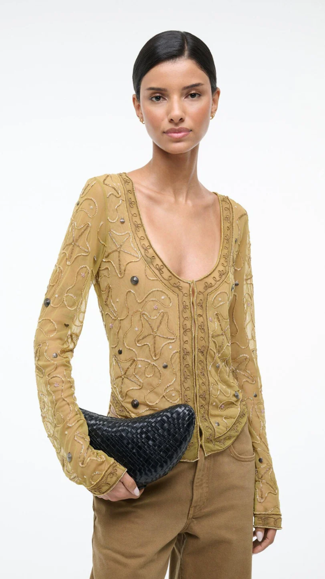 Staud Crescent Clutch in Black